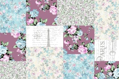 Brilliant Sunshine Lilac Rose Toile Quilt Set, 2-Piece Bedding Sets, Traditional Lively Patchwork Design, Washable, Reversible Bedspread, Soft Lightweight Coverlet, All-Season, Twin/Twin XL, Egg Blue