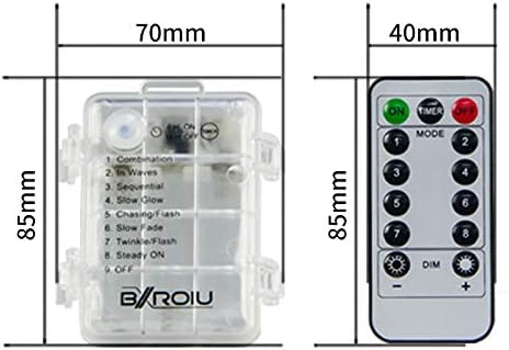 2 x Fairy Lights Battery Operated, Silver Wire Chains 8 Mode 5M 50 LEDs Timer String Lights with Remote Control for Bedroom Christmas Party Wedding Decoration (Multicolor)