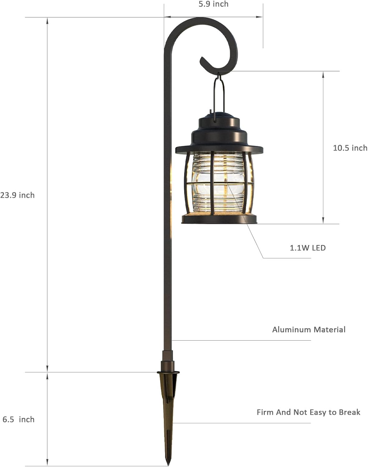 Low Voltage Pathway Lights 1.1W 12V AC Outdoor Shepherd Hook Path Lights 6PK 32 Lumen Metal Landscape Lighting Kit Warm White Hardwired Walkway Light with Connectors and Stakes