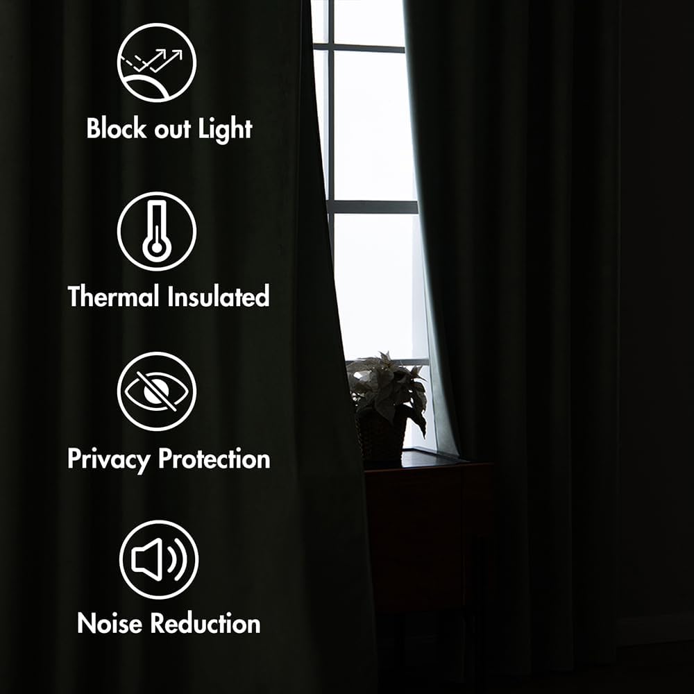 MIULEE Sage Green Velvet Curtains 90 inches 2 Panels - Pinch Pleat Luxury Room Darkening Window Drapes for Bedroom Living Room Thermal Insulated Super Soft Blackout, Back Tab Rod Pocket, W52 x L90