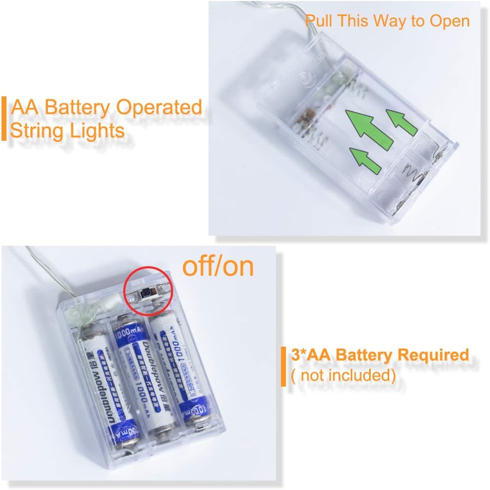 ANJAYLIA 2 Pack Orange String Lights for Halloween 30 LED Battery Operated Fairy Lights Twinkle Firefly Lights for Garden,Thanksgiving Day,Christmas Decoration