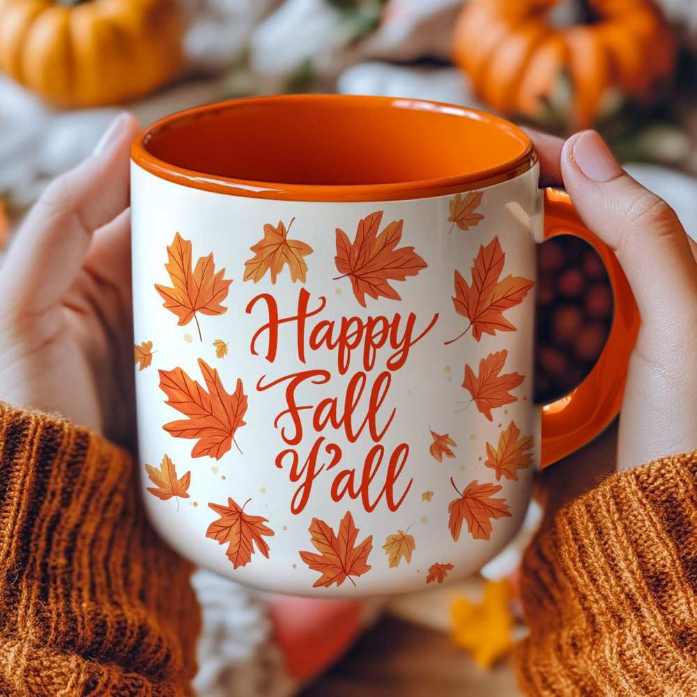Personalized Fall Ghost Coffee Mugs - Ghost Lover Mugs Gift for Women Men - Fall Autumn Decor Gifts For Home Farmhouse Thanksgiving - Happy Fall Y'all Mug - 11oz Printed Ceramic Mug