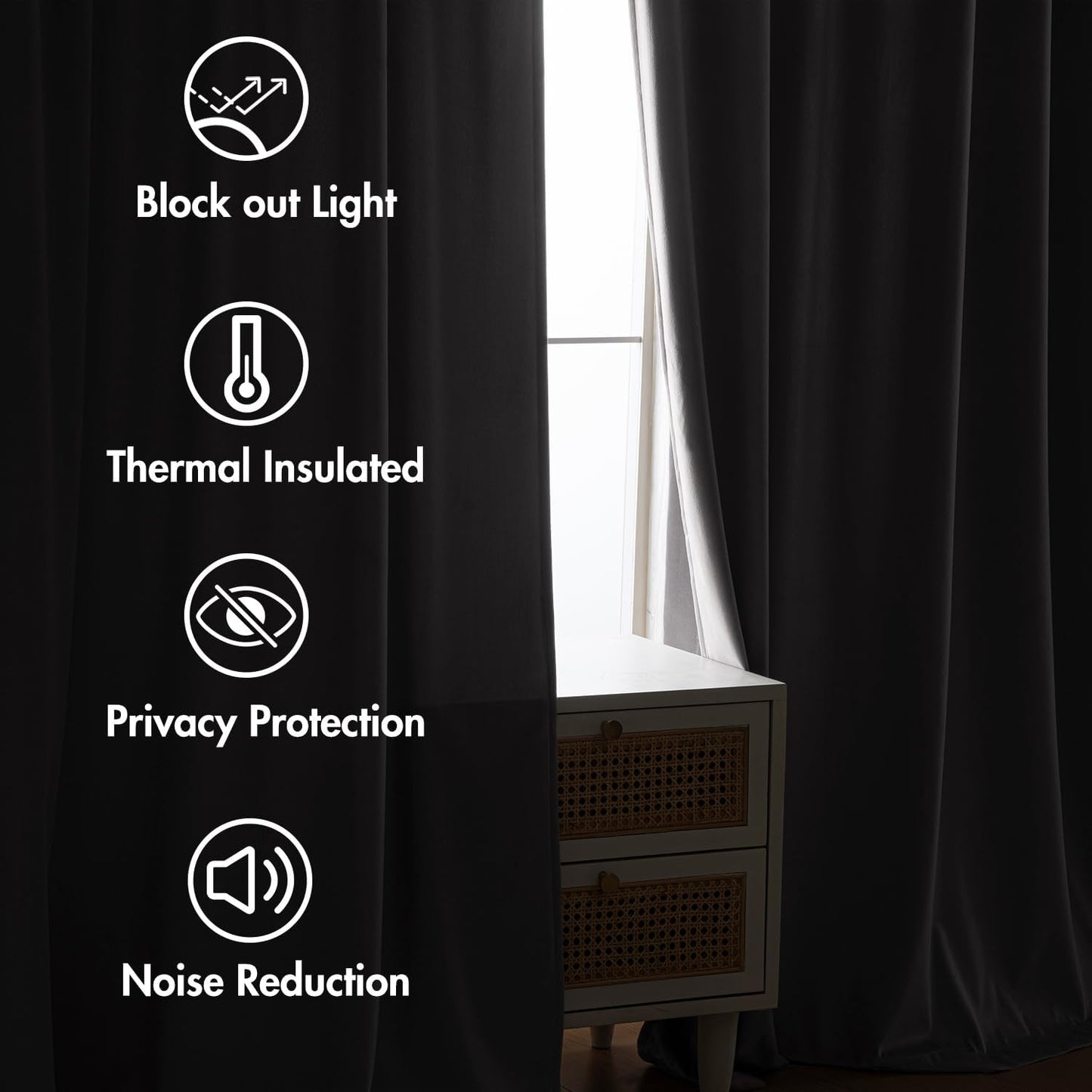 MIULEE Silver Gray Velvet Curtains 96 inches 2 Panels - Luxury Room Darkening Window Drapes for Bedroom Living Room Thermal Insulated Super Soft Blackout, Back Tab Rod Pocket Pinch Pleated, W52 x L96