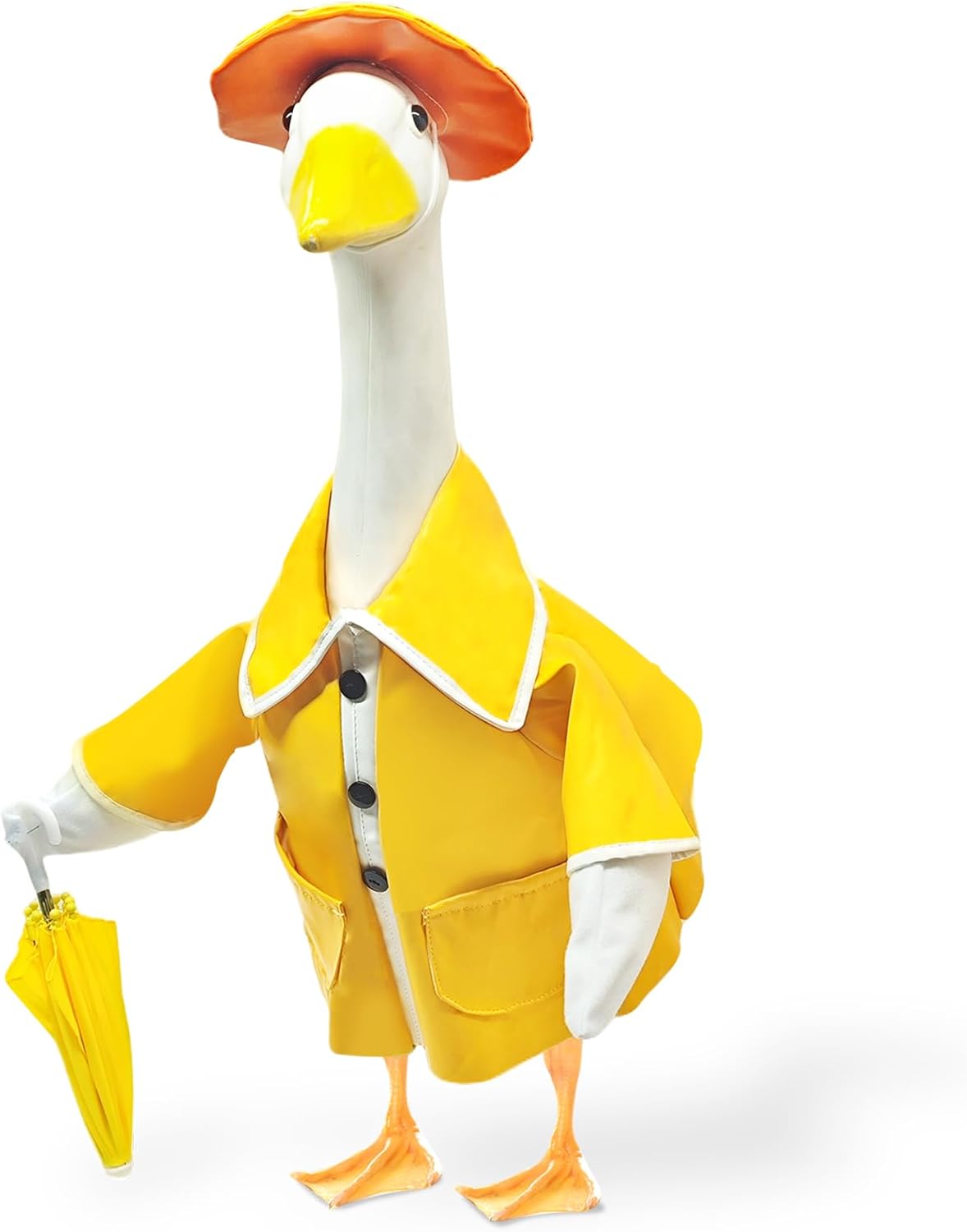 23 Inch Porch Goose Raincoat Outfit with Umbrella– Cement Goose Clothes for Porch Goose Statue, Waterproof Outdoor Goose Outfit for Lawn & Garden Decor