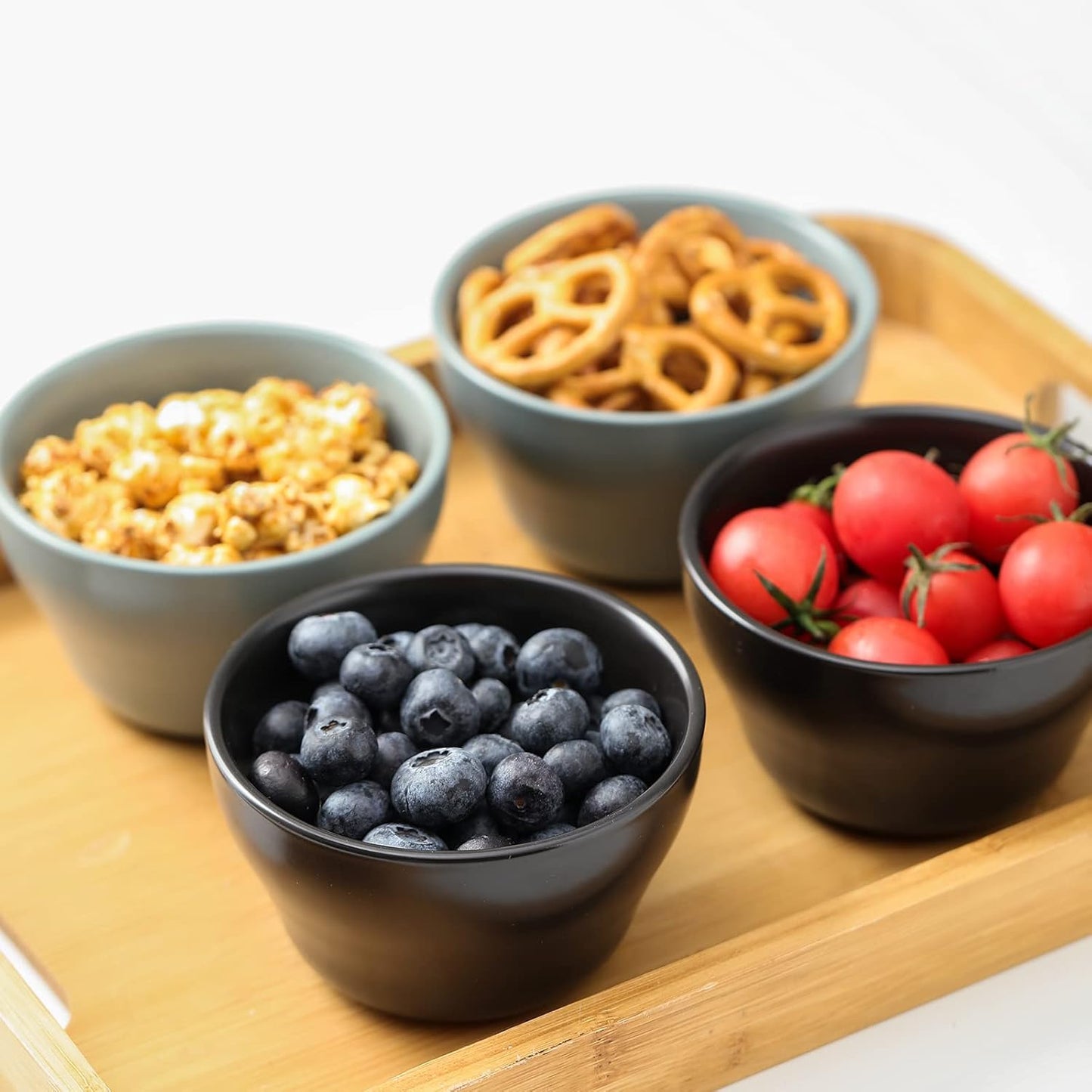 Selamica Ceramic Small Bowls Dessert Bowls 8oz Bouillon Cups for Dessert Soup Dipping Sauce Coffee Cupping Microwave and Dishwasher Safe - Set of 6(Black)