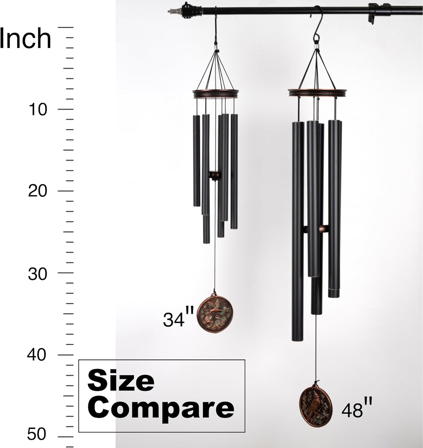 Vanquer Large Wind Chimes for Outside Deep Tone - 34'' Wind Chimes Outdoor Clearance, Tree of Life, Memorial, Sympathy Gift, Patio, Home Décor, Vintage Black (34" Tree of Life)