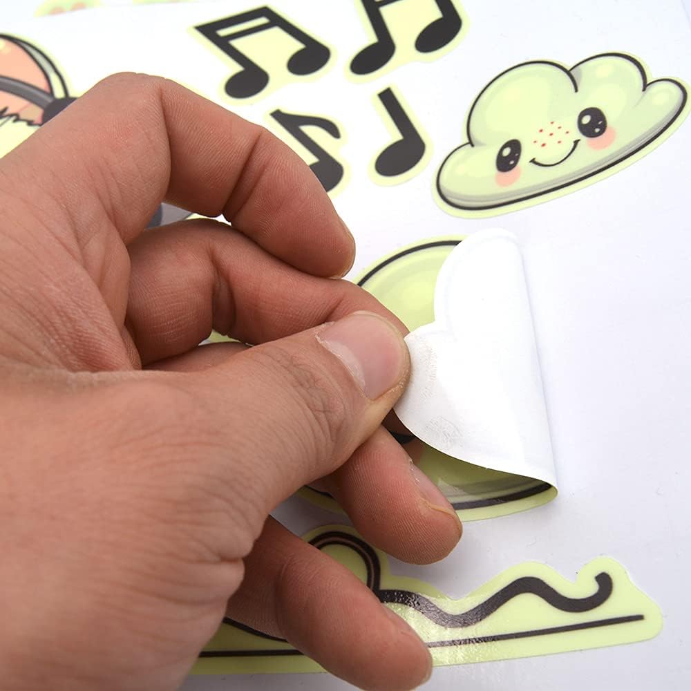 Glow in The Dark Stars for Room,Cats Glowing Wall/Ceiling Decals, Kitten Butterflies Stickers for Kids Bedroom, Clouds Bees Luminous Wall Decor for Boy and Girl Living Room