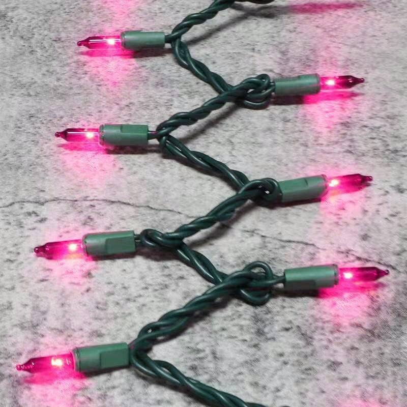 Green Wire,Pink Incandescent Bulb 100 Mini String Lights for Indoor Christmas Tree Garland Birthday Wedding Party Festival Decoration