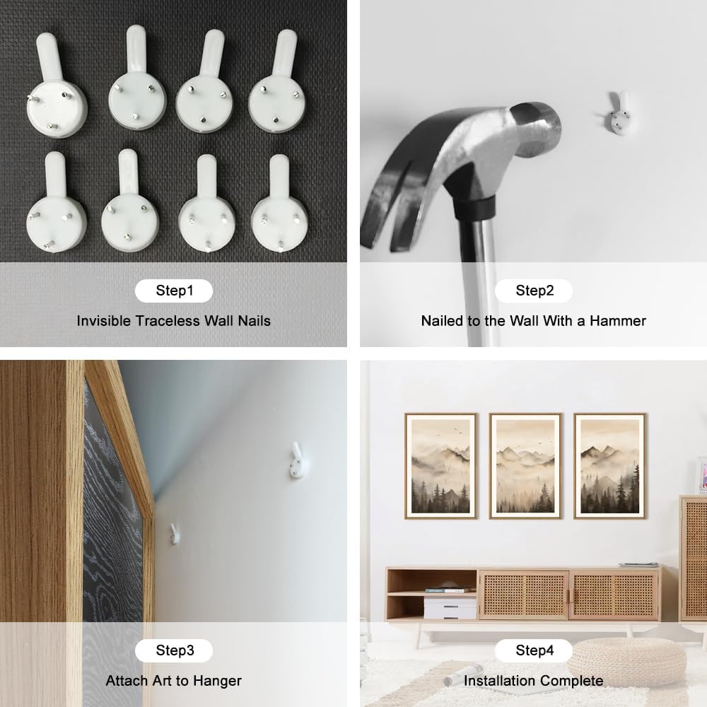 Celestdeco Nature Misty Forest Framed Canvas Wall Art Set, Foggy Landscape Wall Decor, Watercolor Pine Tree Wall Painting, Large Mountains Art Print for Living Room, Bedroom, Office - 16"X24"X3