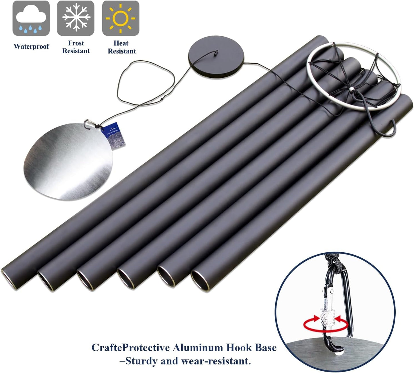 ASTARIN 78 Inch Wind Chimes for Outside with 6 Tubes Tuned Relaxing Melody, Extra Large Wind Chimes Outdoor Deep Tone for Patio, Backyard, Garden, and Outdoor Decor,Black