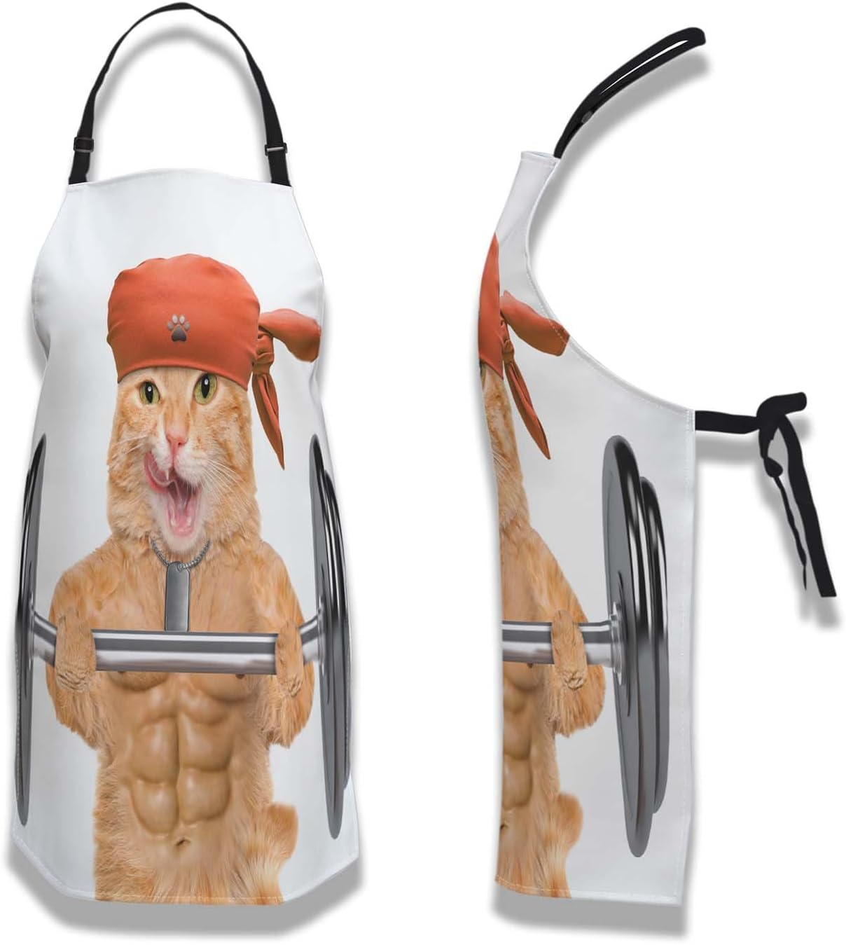 Apron Kitchen for Women Fitness Cat Mans Aprons for Cooking Funny for Kitchen Cooking Restaurant BBQ Painting Crafting Gardening 27” (W) x 31” (H), Waterproof Apron
