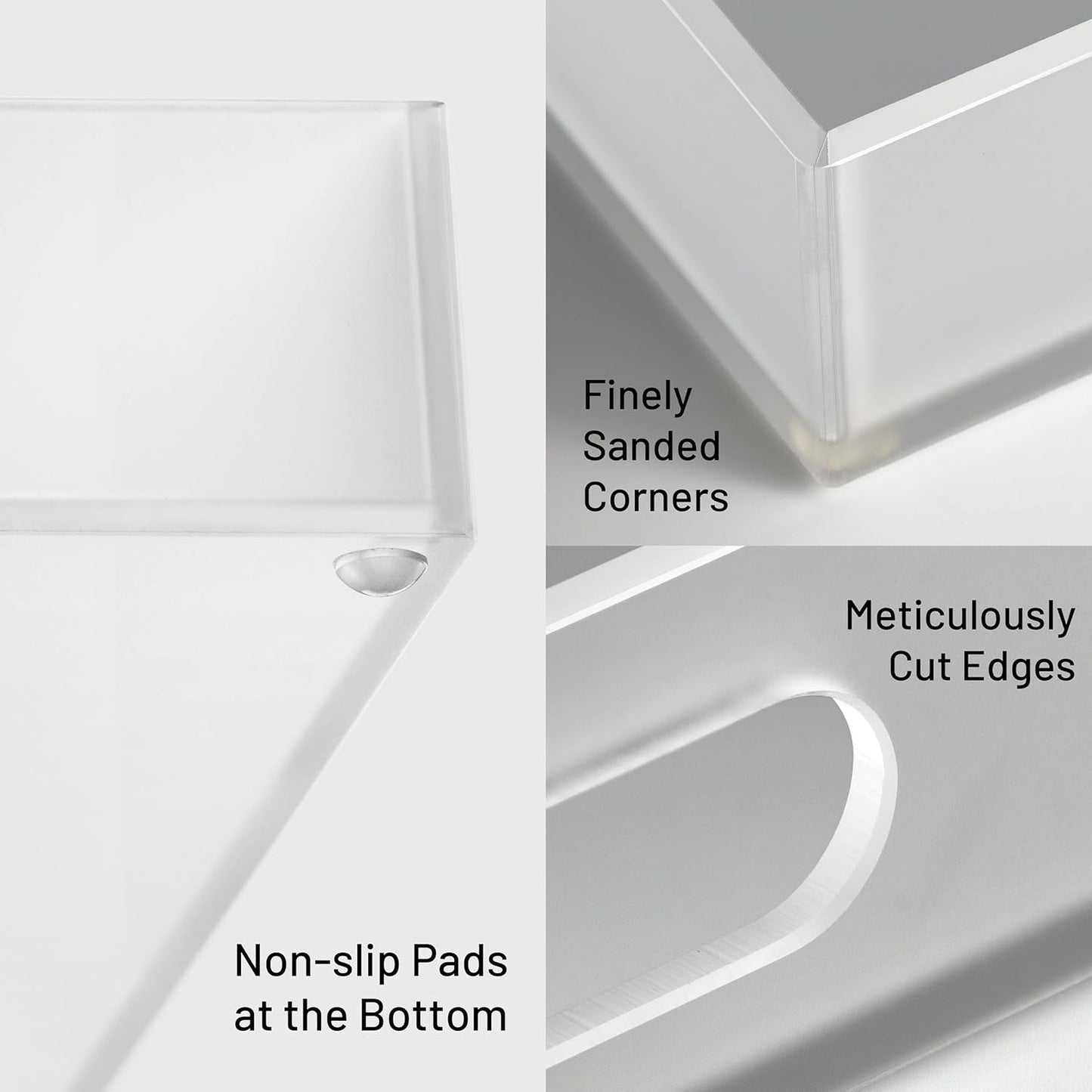 Large Acrylic Serving Tray Decorative Ottoman Coffee Table Vanity Tray Tea Fruit Platter Snack Appetizer Dessert Drink with Handles for Bar Kitchen Party, Frosted