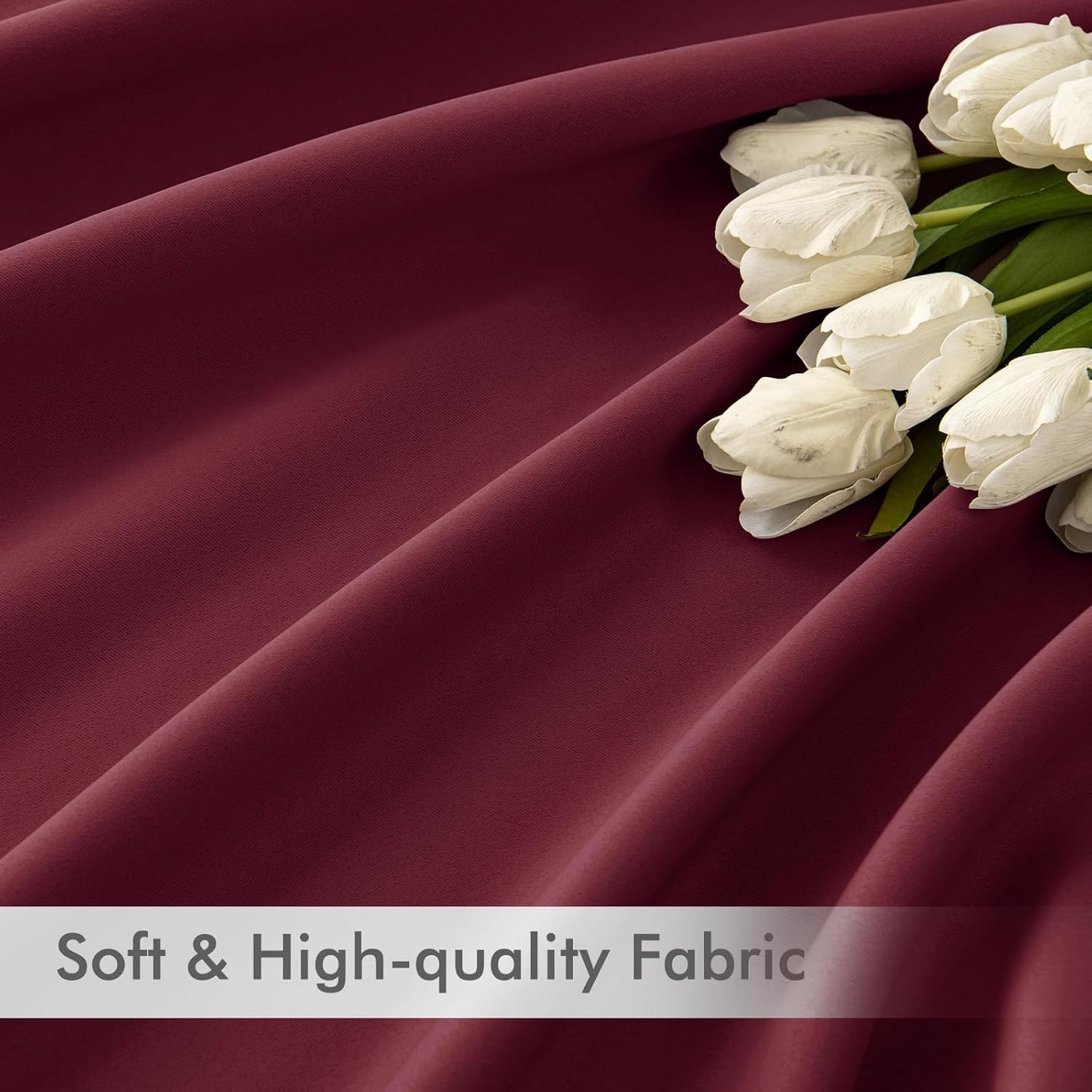 MIULEE Wine Red Back Tab Blackout Curtains 90 Inches Long 2 Panels Set for Living Room Bedroom Privacy, Rod Pocket/Pinch Pleat Thermal Insulated Room Darkening Pleated Light Blocking Drapes