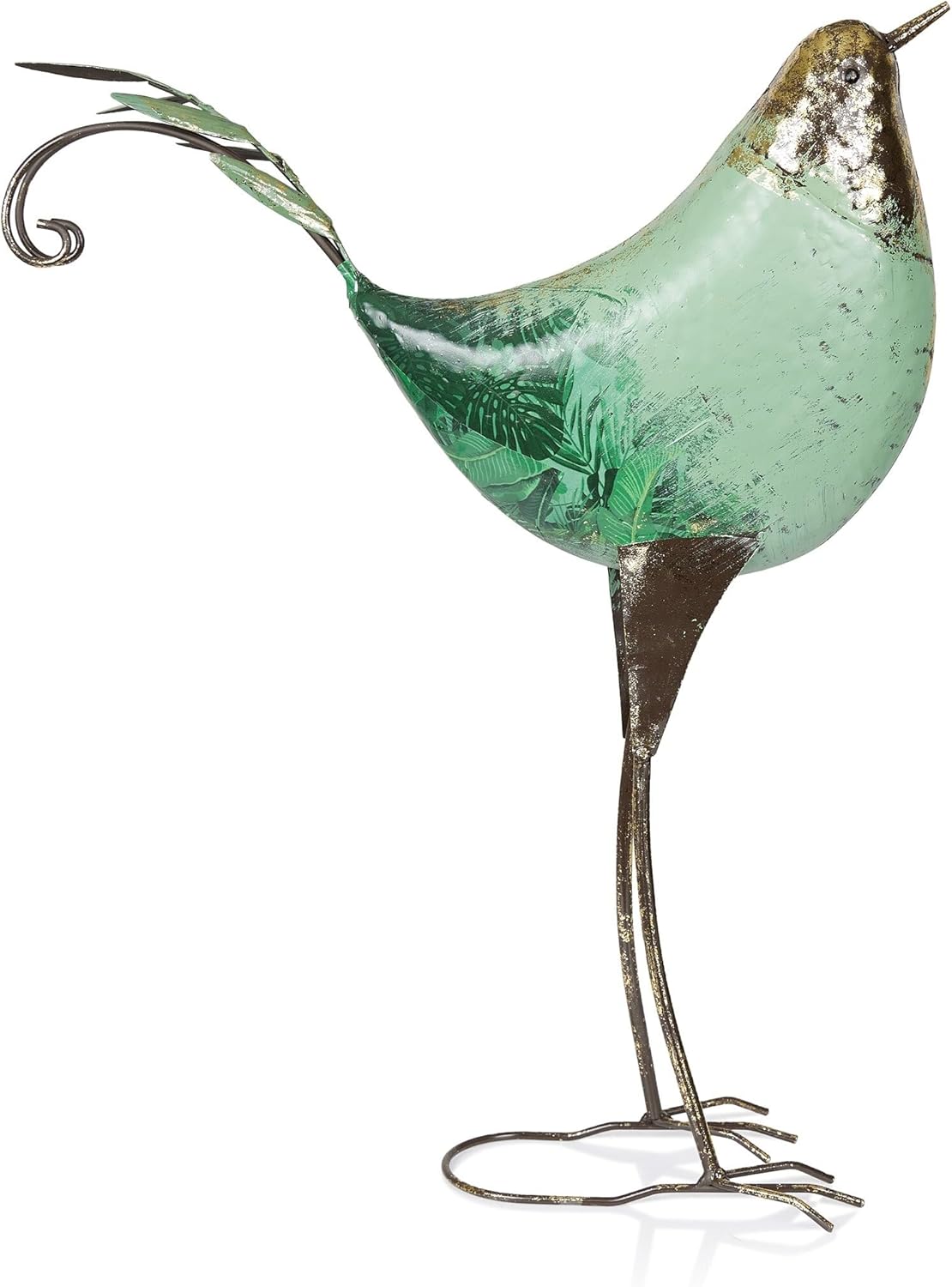 Alpine Corporation MCC704 Chin-Up Metal Bird Outdoor Décor Statue, Whimsical Animal Décor for Patio & Garden, 20" H, Green