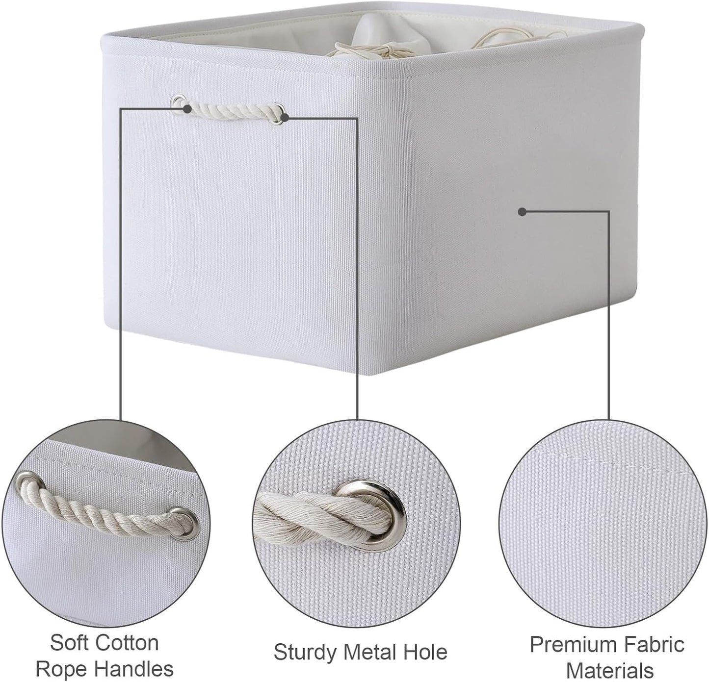 TheWarmHome Organization and Storage Basket for Shelves - Extra Jumbo 3 Pack 20.5x15.8x13.8 inch Cube Storage Bins for Toy Closet Box Home Organizer Gift (White)