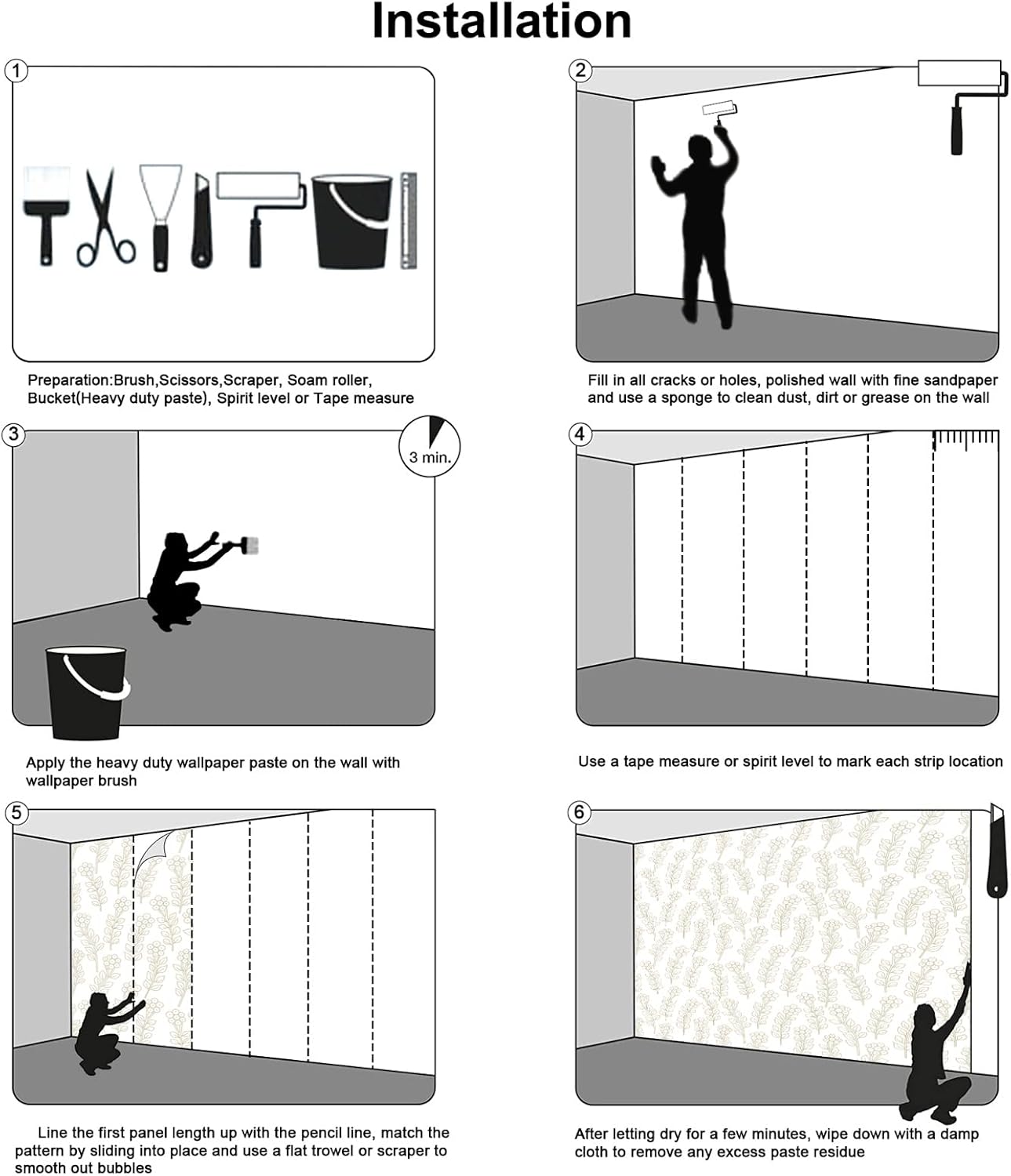 Watercolor Paintings Tropical Jungle Animals Safari Elephants Giraffes Lions Parrots Palm Leaves Hand-Painted Art Wallpaper Suitable for Children's Room Decoration Mural(Not Peel and Stick)