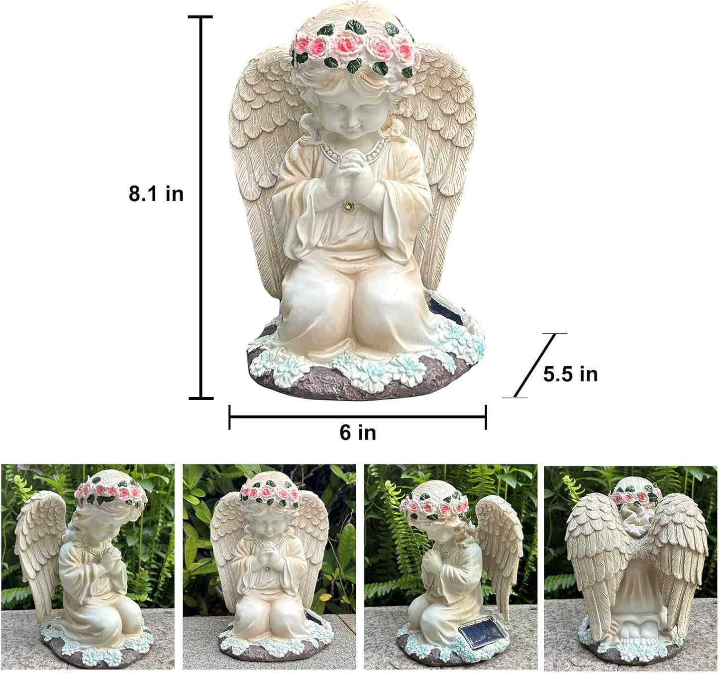 YODY Solar Garden Statues Outdoor Decor- Yard Decorations for Patio, Balcony, Backyard, Lawn Ornaments - Angel Figurines with LED Light- Unique Birthday House Warming Gifts for Women, Mom, Grandma