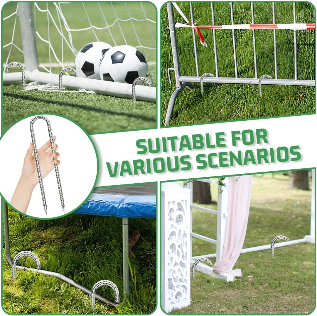 Rebar-Stakes-12-Inch, Ground Stakes Heavy Duty U-Hook Galvanized Anti-Rust Heavy Duty Ground Anchors for Garden Dog Fence Chicken Coop Christmas Decorations Deer Fence 12pcs