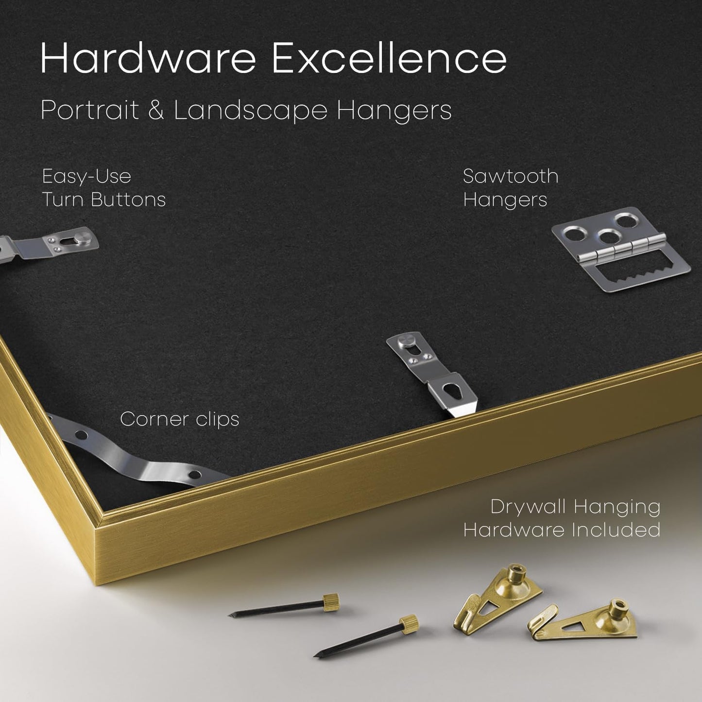 Homeforia 14x14 Picture Frame Gold, High End Metal 14 x 14 Square Poster Frame with Mat 12 x 12 Photo, 14x14 Frame Matted to 12x12 Print, 14by14 Gold Hanging Frames, Tempered Glass, Wall Kit, Set of 1