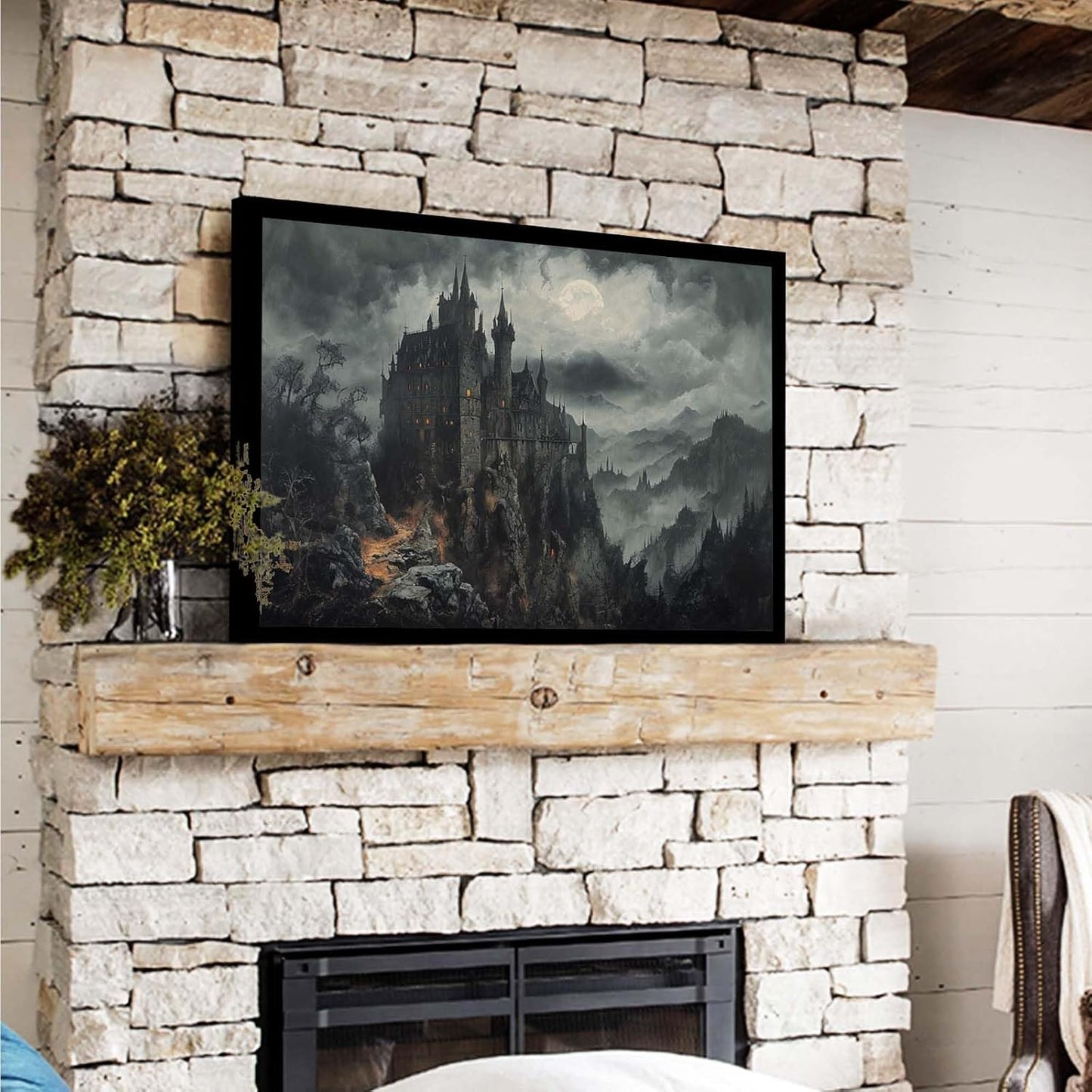 JFHCQJPK Vintage Castle Poster Dark Academy Victorian Gothic Castle Wall Art Poster Moody Mystical Art Print Suitable for Home Living Room Bedroom24x36in Metal blackFramed