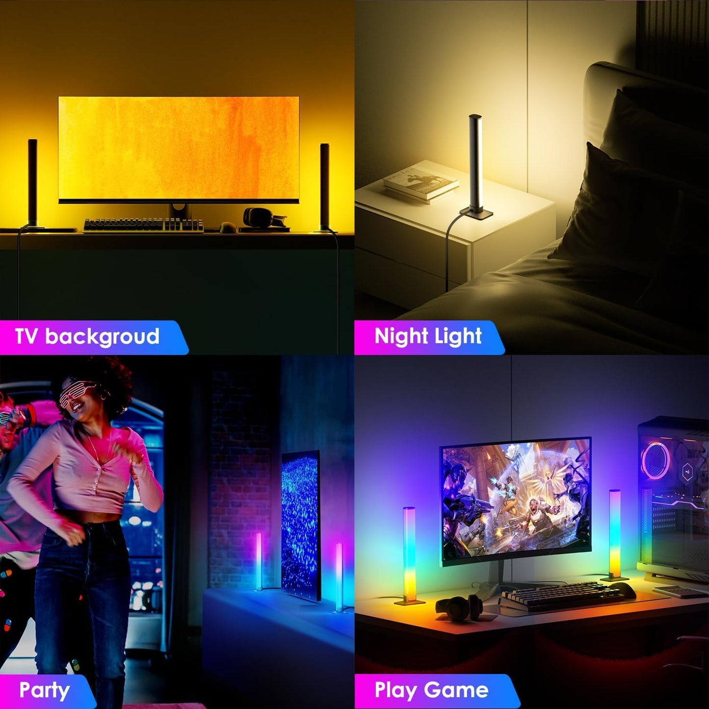 RGB Light Bar,Smart LED Light Bar for Room,16 Million Colors,Three Control Modes,Dynamic Music Sync Mode,213 Preset Modes,USB Interface(Without Adapter)