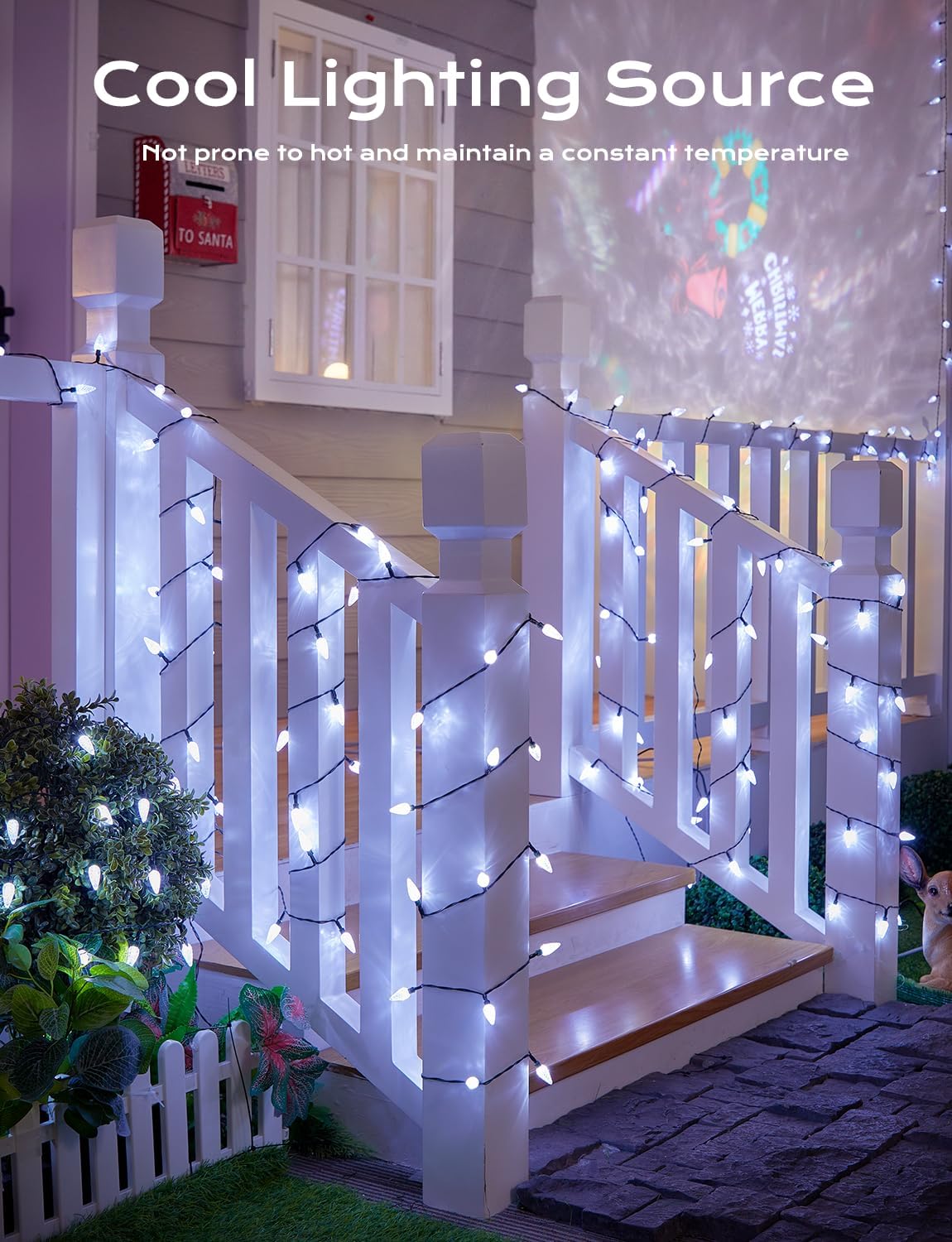 Brightown Solar Operated C6 Strawberry String Lights, 39ft 100 LEDs White LED Christmas Fairy Lights, Solar Christmas Light Outdoor, Christmas Decorations for Christma Tree, Garden Decor