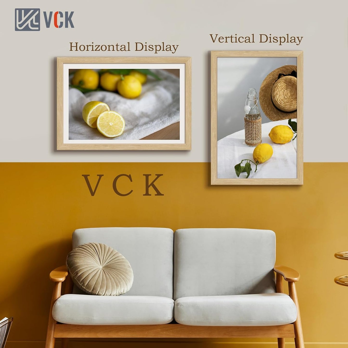 VCK 16x24 Oak Wood Frame for Poster & Picture, Natural Solid Wood Photo Frames 3 Pack, Wall Gallery Frame