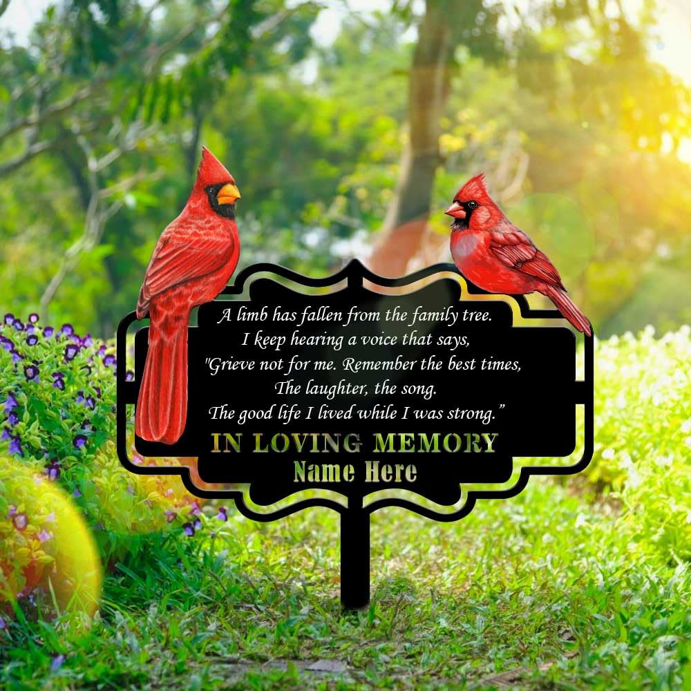 Personalized Cemetery Memorial Metal Stakes, Cardinals Memorial Grave Markers,Graden Decorations for Loss of Mother Father, Outdoor Sympathy Decor Gift