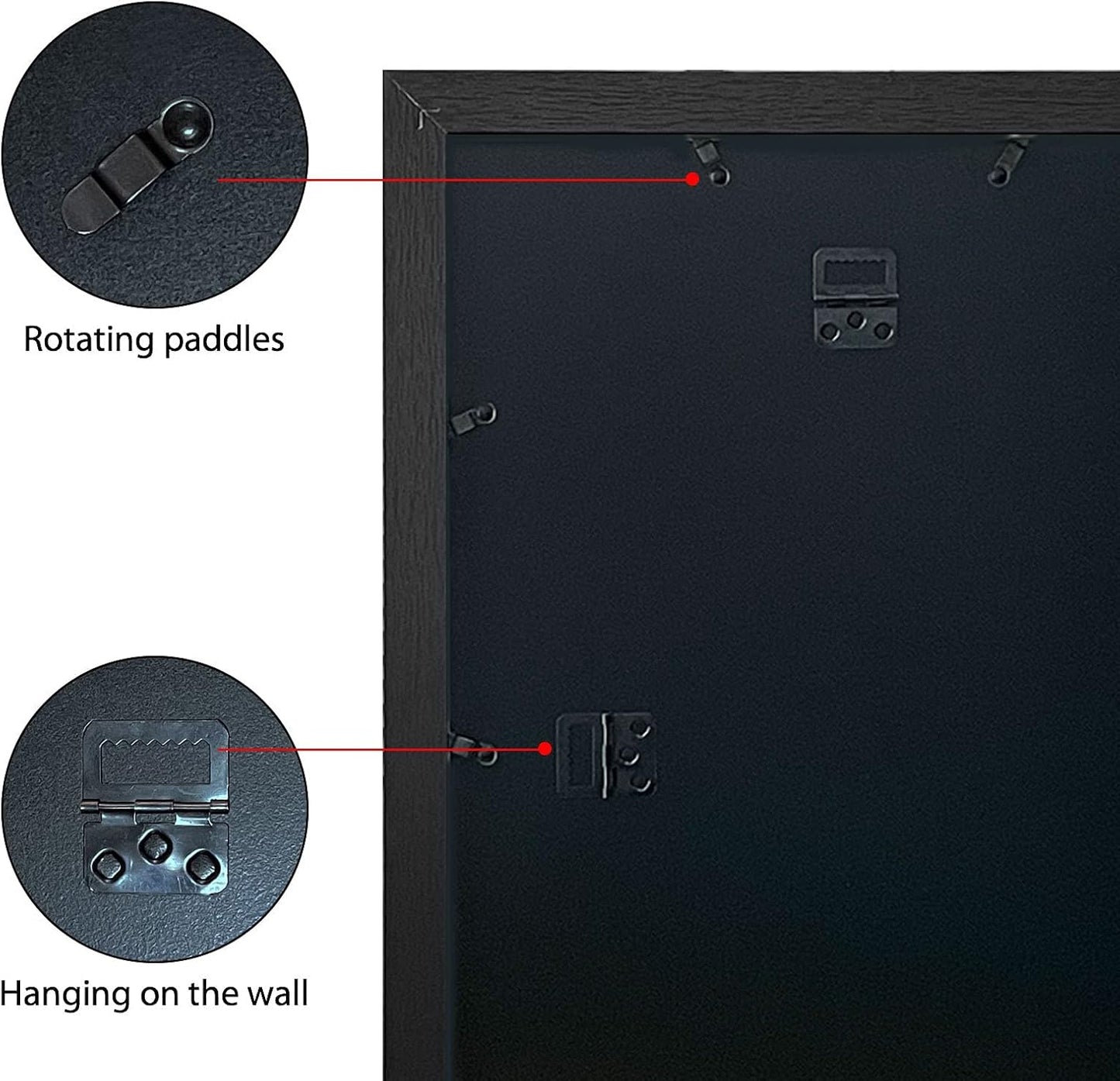 VCK 24x36 Solid Wood Poster Frames Black 3 Pack Picture Frame with Wall Mounting Hanging