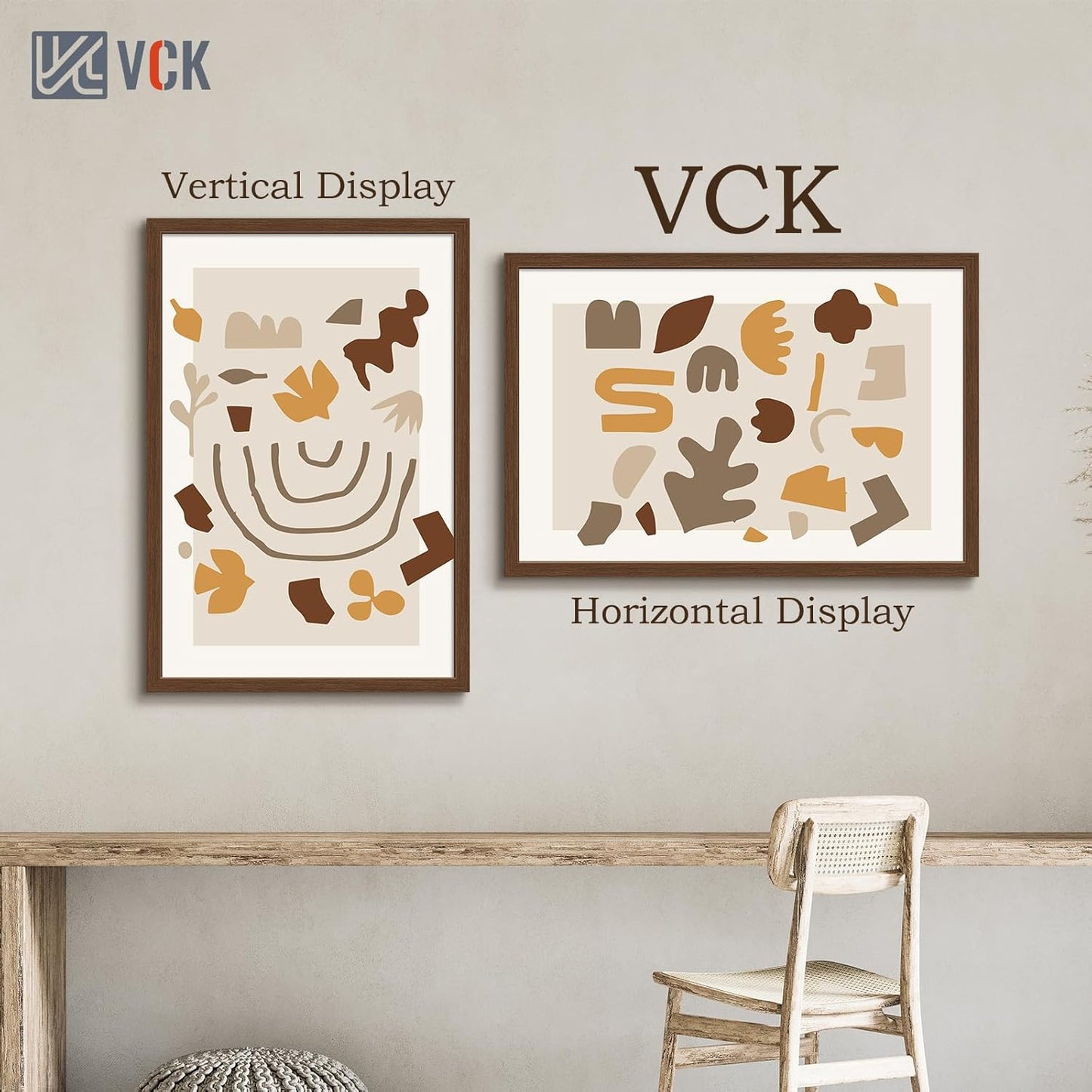 VCK 24x36 Brown Poster Frame 3 Pack, Wood Picture Frame with Exclusive Wood Grain, Wall Mounting Hanging