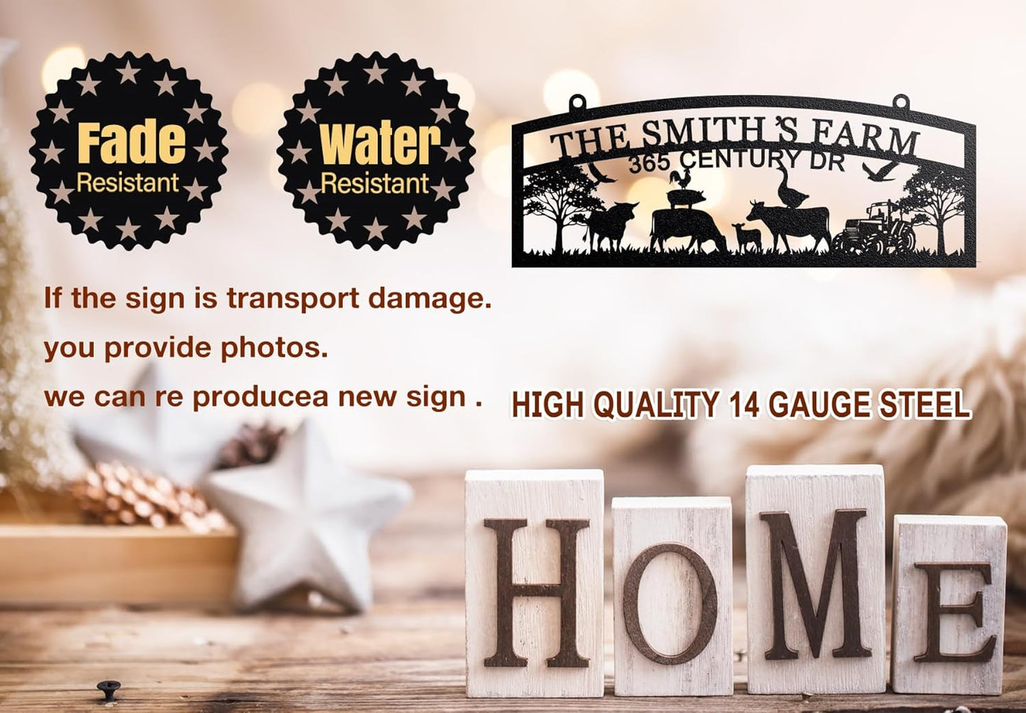 Personalized Hanging Metal Farm Sign, Last Name for Farm, Farmhouse Wall Decor, Large Outdoor Metal, Farmer Gifts