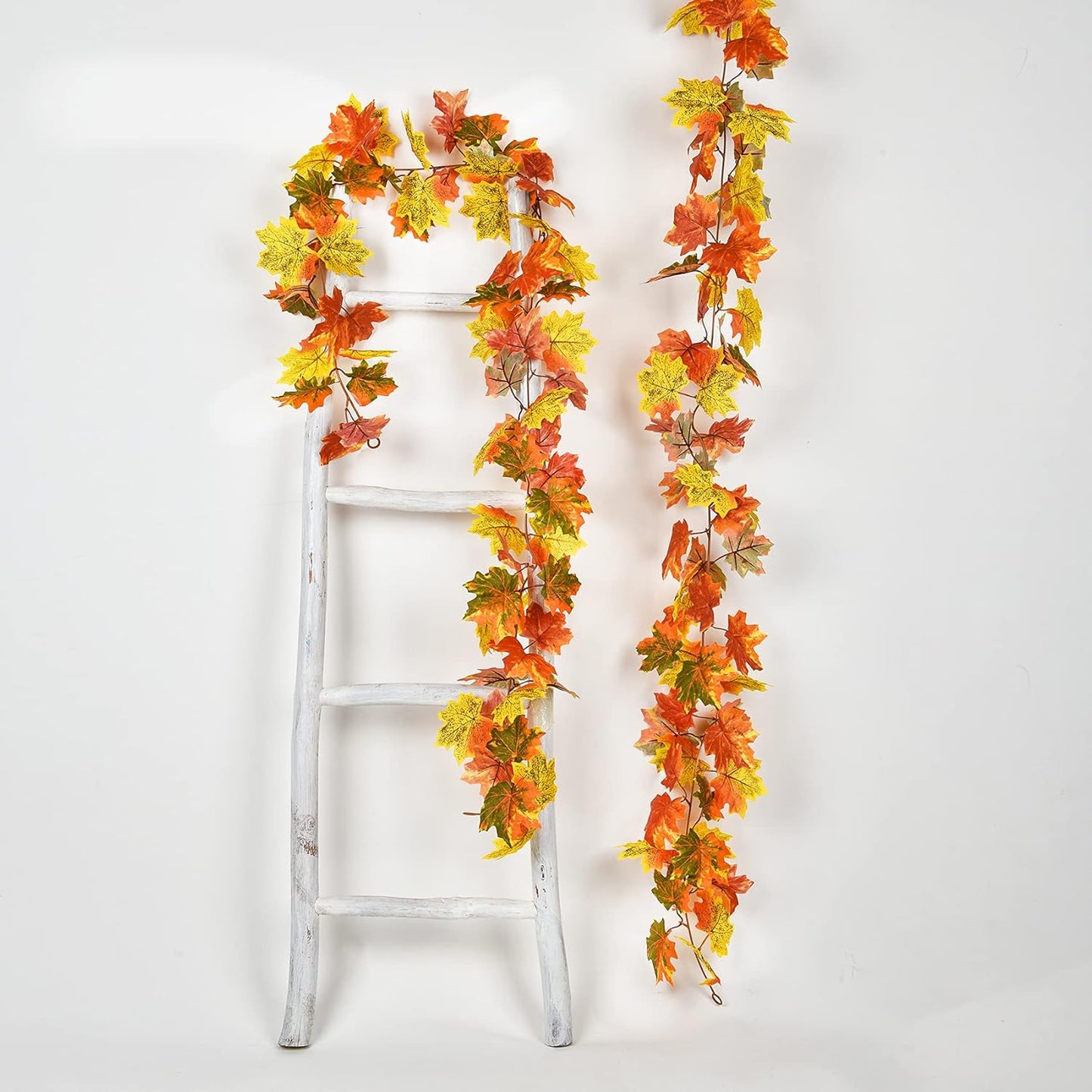 DearHouse 2 Pack Fall Garland Maple Leaf, 5.9Ft/Piece Hanging Vine Garland Artificial Autumn Foliage Garland Thanksgiving Decor for Home Wedding Fireplace Party Christmas (Light Green)