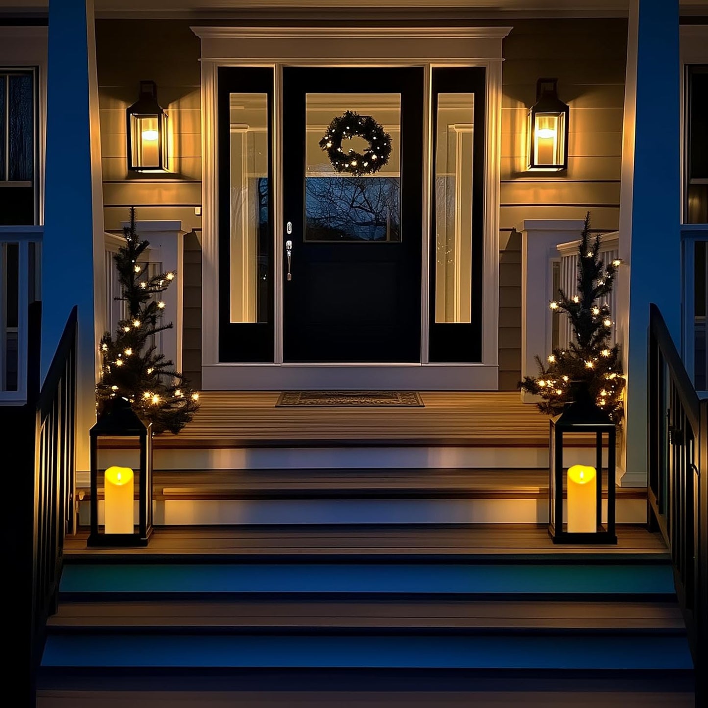 Homemory 4"x9" Outdoor Waterproof Flameless Candles with Timers and Remote Control, Battery Operated Candles, LED Plastic Candles, Dark Ivory, Set of 2