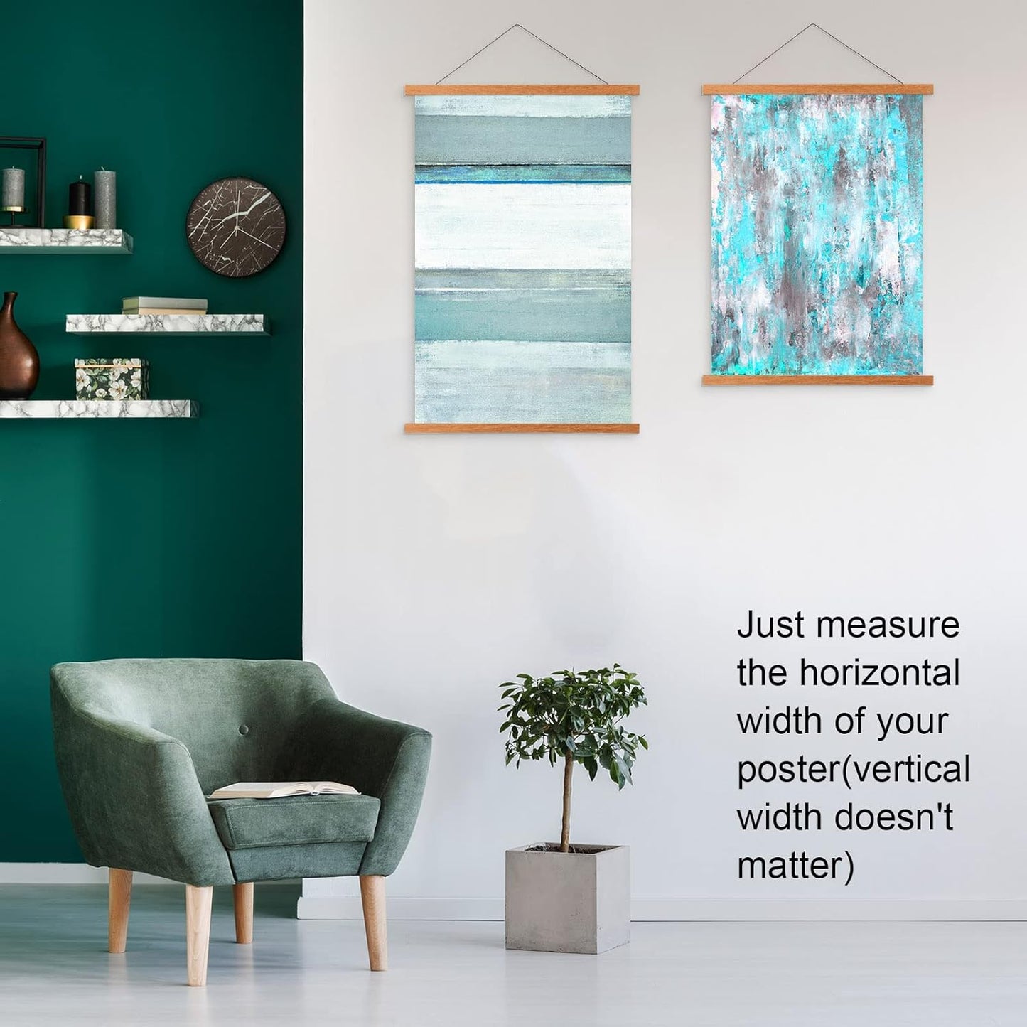 FALAMON Magnetic Poster Hanger Frame, 24x36 24x18 17x24 Teak Wood Magnet Poster Frame for Posters, Prints, Photos, Pictures, Maps, Scrolls, and Canvas Artwork