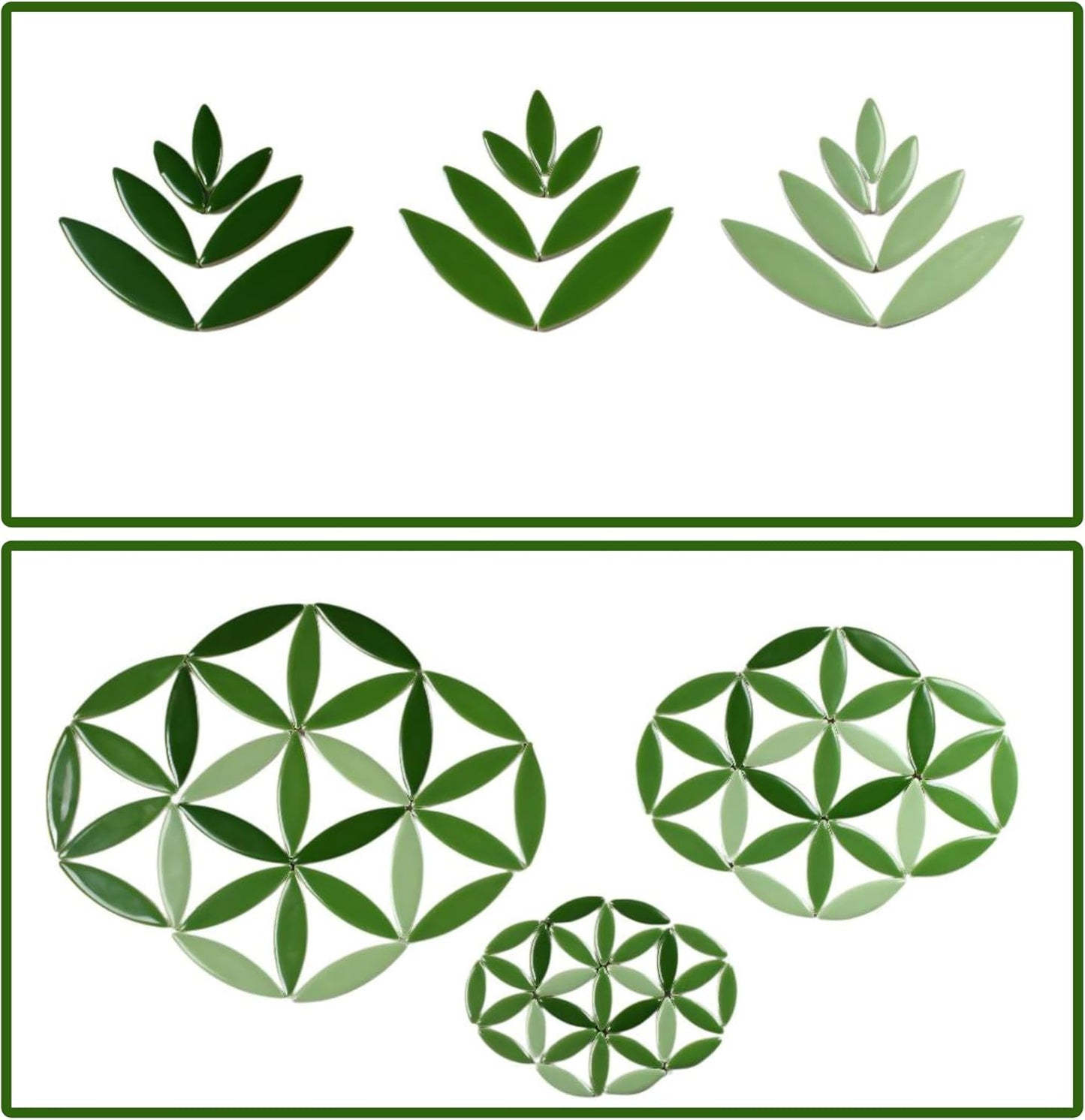 VerzTile Mosaic Tiles for Crafts - Petal Shaped Ceramic Tile Craft Hobbies & Art Projects 39 Color Options Endless Creativity DIY Design (Dark Green Mix)