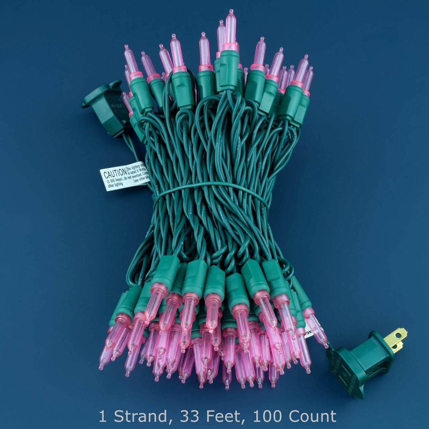 100 Pink One-Piece LED Christmas Lights, 33 ft Green Cord High Waterproof UL Certified T5 Outdoor String Lights (Pink)