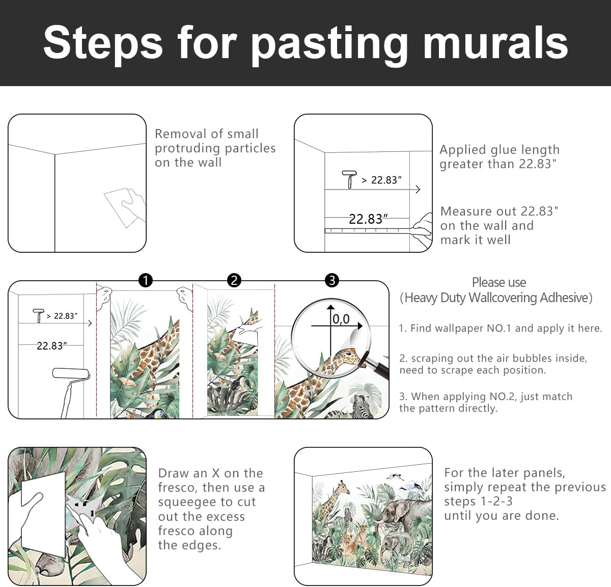 -Tropical Rainforest Plants Animals Tigers Fabric Wallpaper Jungle Plants Banana Leaves Boys Girls Kindergarten Children Bedroom Large Mural- 137"x96"( not Peel and Stick)