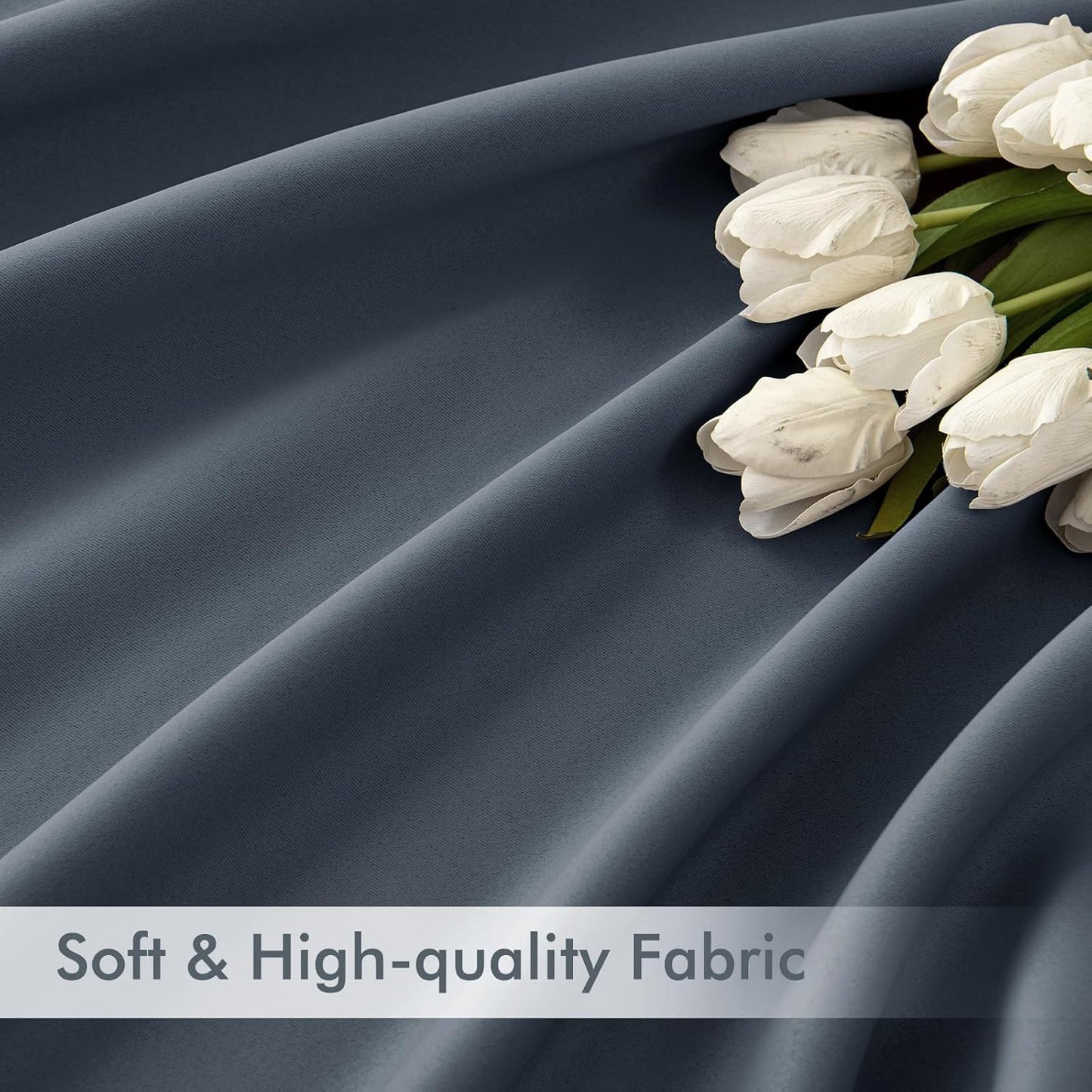 MIULEE Stone Blue Back Tab Blackout Curtains 102 Inch Long 2 Panels Set for Bedroom, Rod Pocket/Pinch Pleated Thermal Insulated Living Room Darkening Light Blocking Floor to Ceiling Drapes