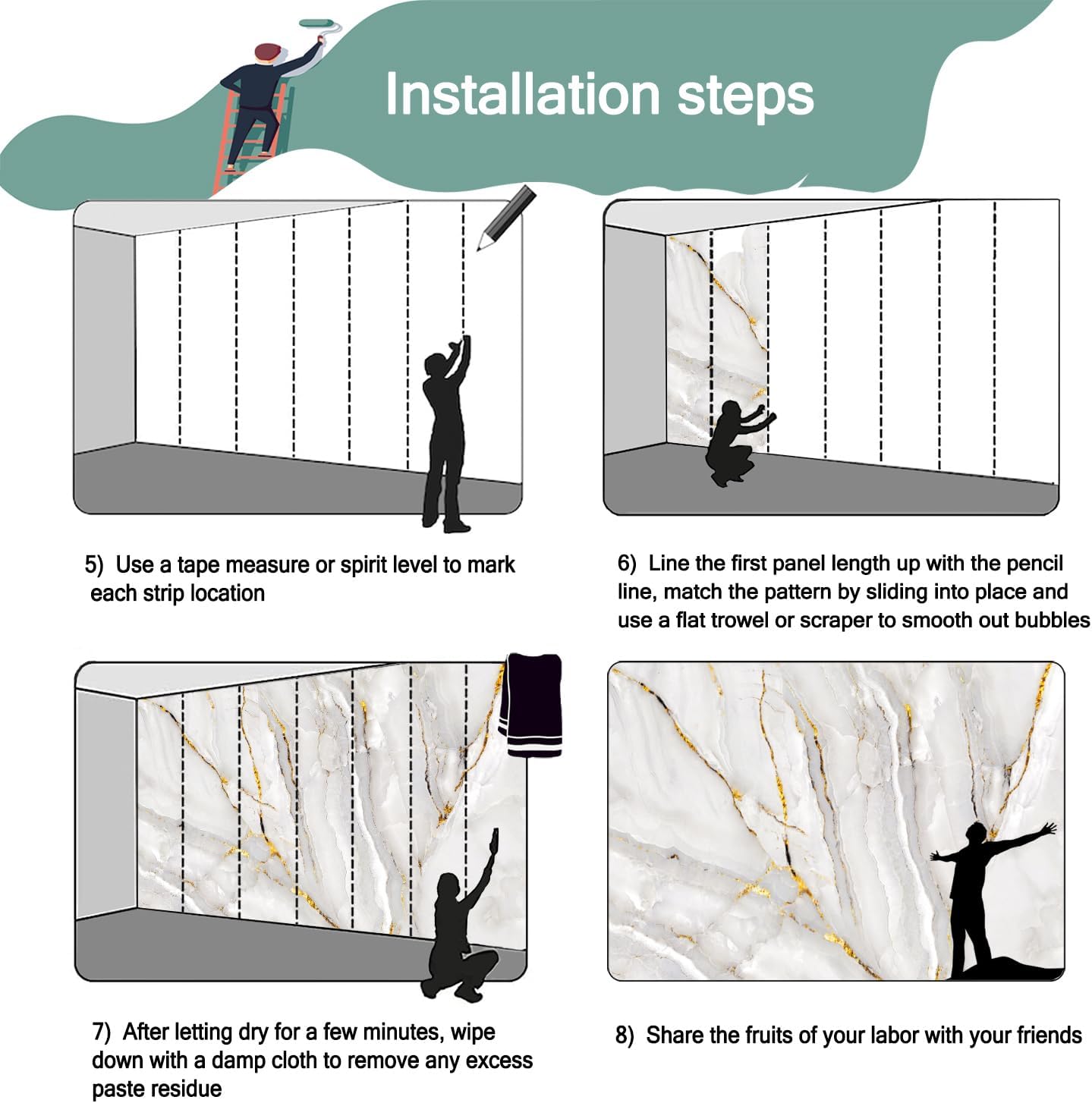 -Gold Marble Fabric Wallpaper Abstract Texture Mural Living Room 100" x 65" (Not Peel and Stick)