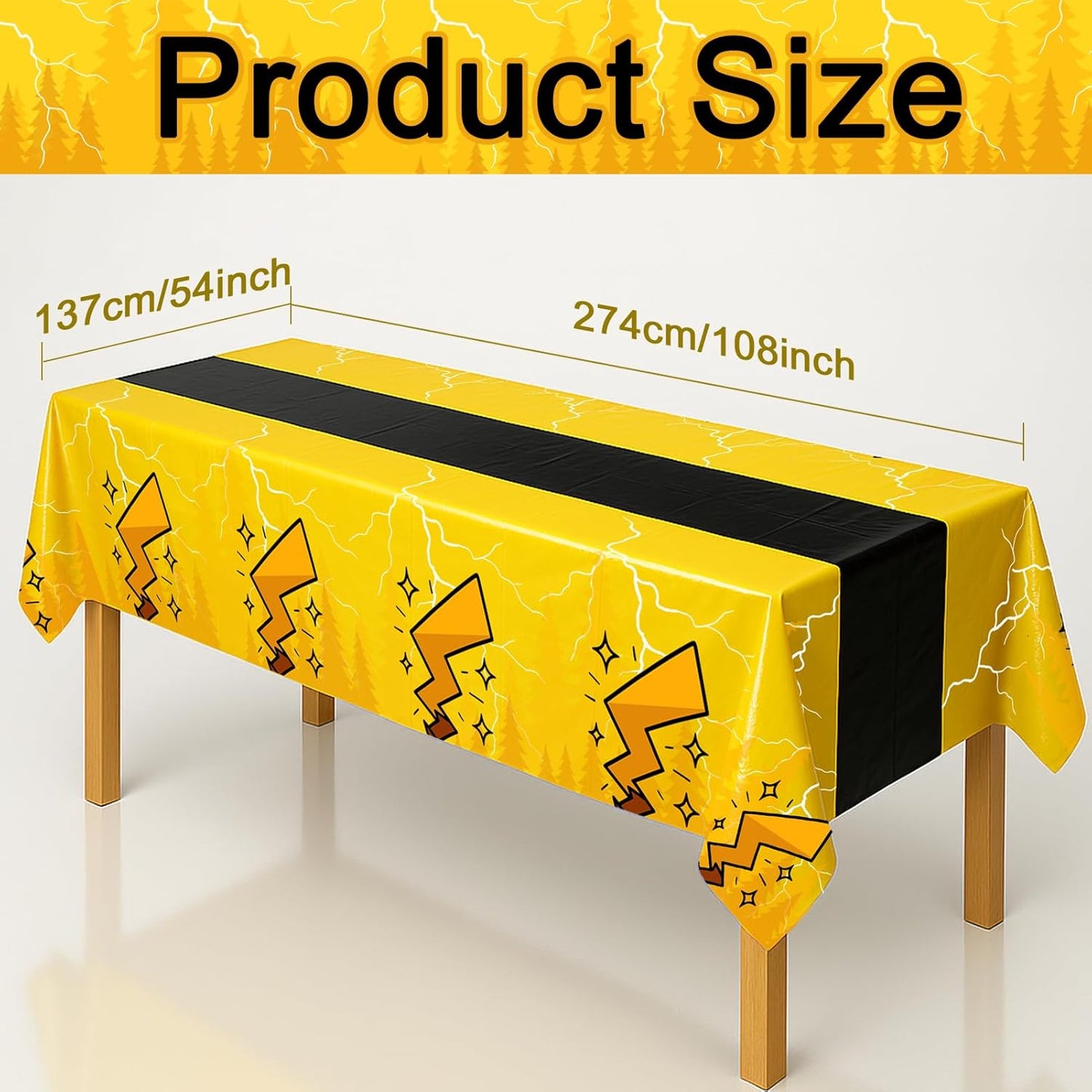 3-Pack Yellow Cartoon Plastic Birthday Tablecloths - 54x108in Rectangle Party Table Covers for Little Ones & Adults, Durable Birthday Party Decorations
