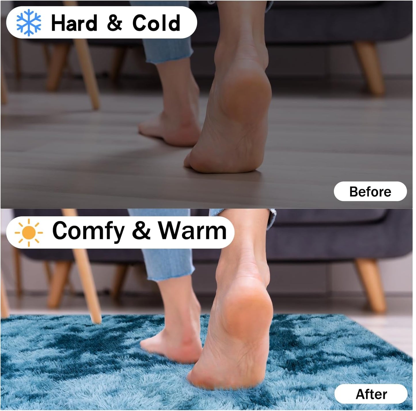 Rzutan Extra Large Rugs for Living Room 9x12, Soft Shaggy Modern Shag Area Rug for Bedroom, Upgrade Non-Slip Plush Fluffy Carpet for Kids Boys Girls Room Home Decor Aesthetic,Peacock Blue