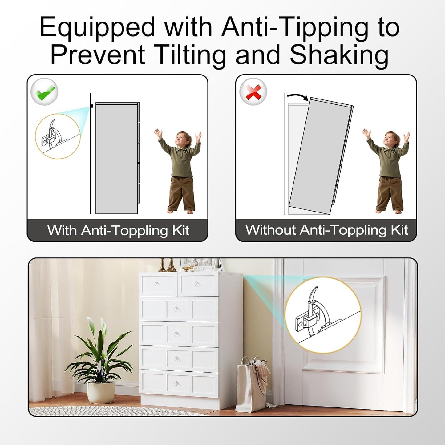 Wood Dresser for Bedroom 6 Drawer: 24" White Chest of Drawers Wood, Modern Fluted Cabinet with Sturdy Storage, Wide Aesthetic Furniture for Room Organization