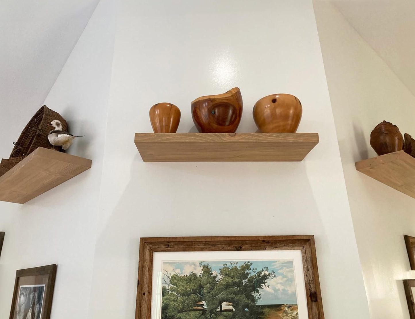 Joel's Antiques - 30 Inch Wooden Floating Shelves for Wall - 30x12x2 in - Made of Natural Wood - Long Heavy Duty Rustic Wall Shelves for Bedroom - Perfect for Living Room, Kitchen - Natural