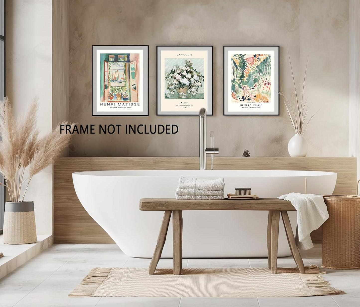 Sage Green Matisse Wall Art Posters Set of 3 Vintage Vin Gogh Flower Market Painting Decor Retro Open Window Canvas Prints Abstract Aesthetic Artwork Picture for Living Room Bedroom 12x16in Unframed