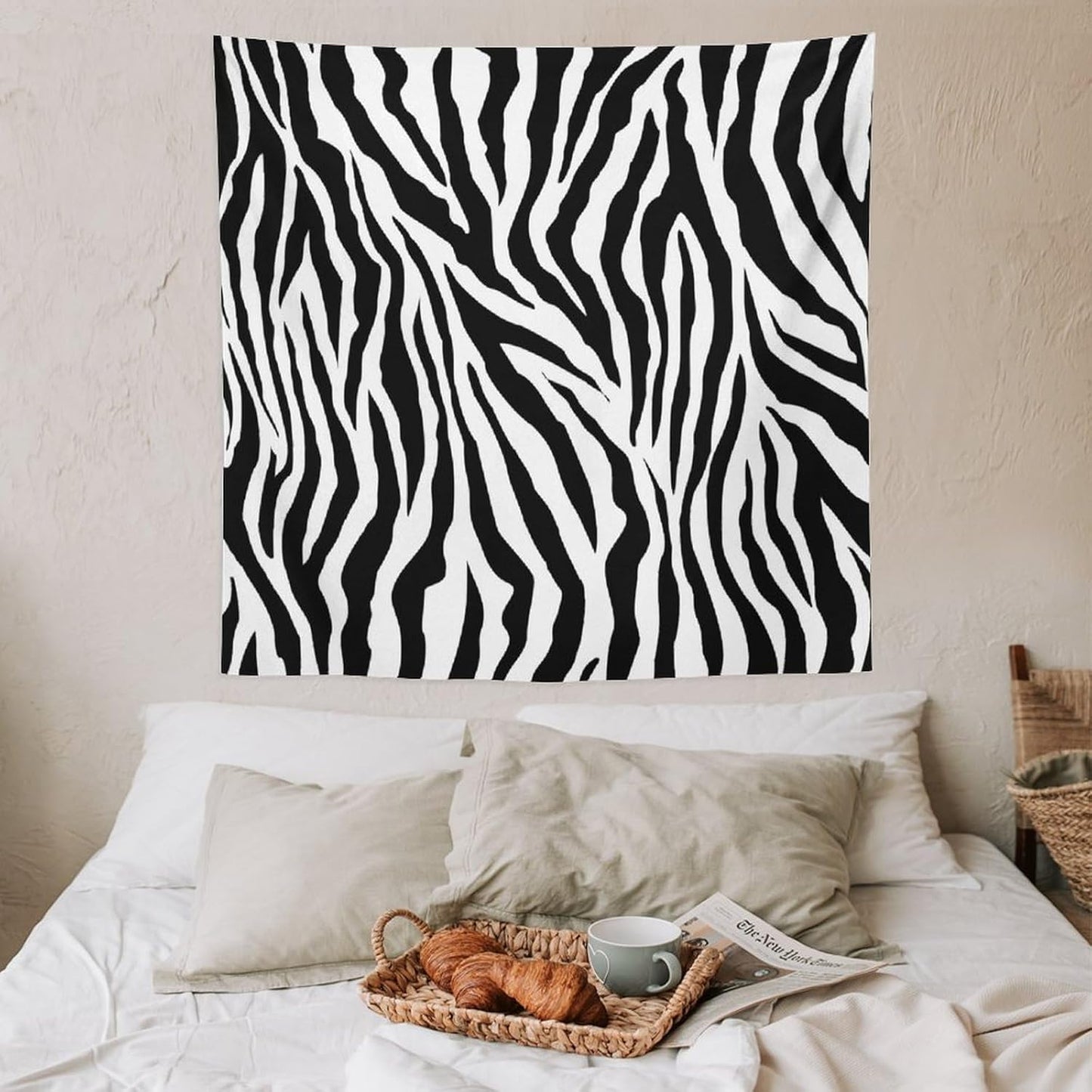 HZOHNAGO Zebra Print Tapestry Nature Wild Animals Black and White Stripe Printed Wall Tapestry Painting Wall Hanging for Bedroom Living Room Dorm 60" W x 60" H