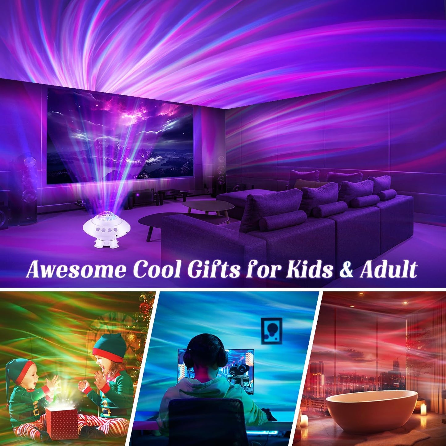 Star Projector Northern Lights, Galaxy Projector for Bedroom, Aurora Projector with Bluetooth Speaker, Timer and Remote, Teen Girl Room Decor, Cool Gifts for Kids, Adults, Birthday