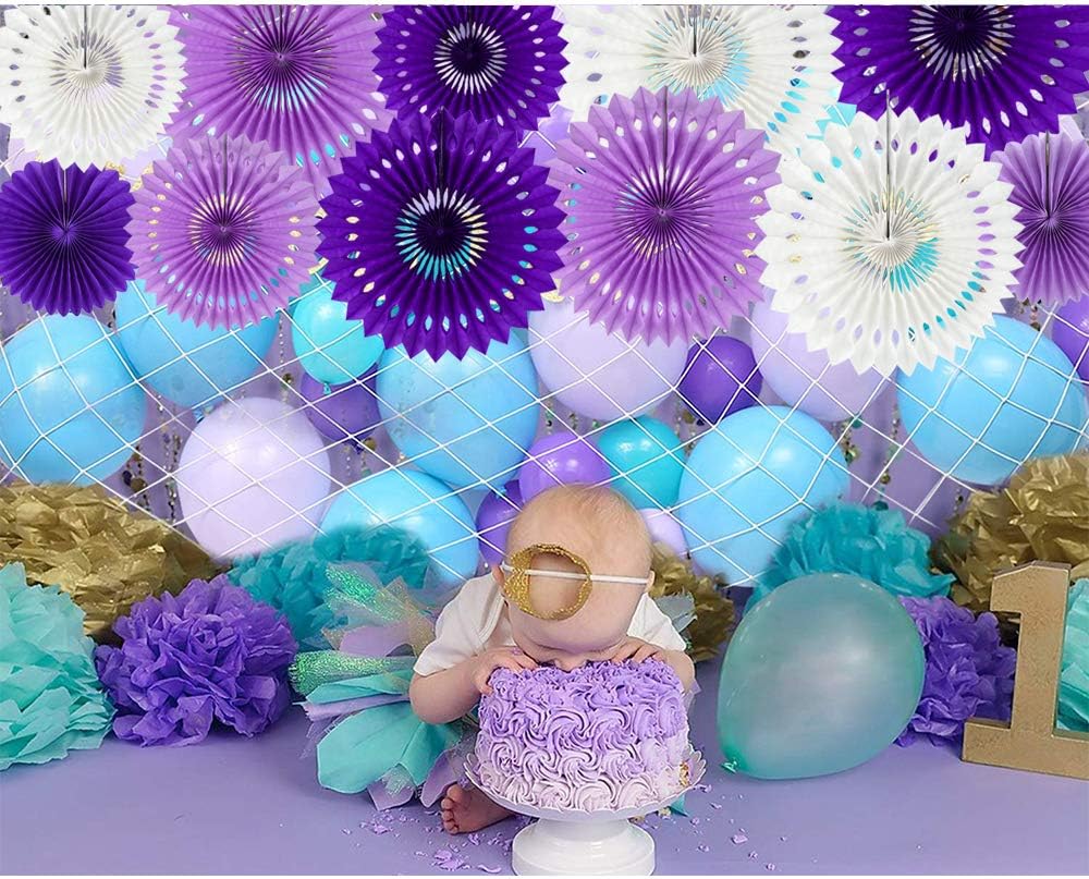 BEISHIDA Lavender Purple White Tissue Hanging Honeycomb Round Paper Fans Decoration Set for Birthday Baby Shower Bachelorette Wedding Photo Booth Backdrops Anniversary Paper Party Supplies(11 Packs)