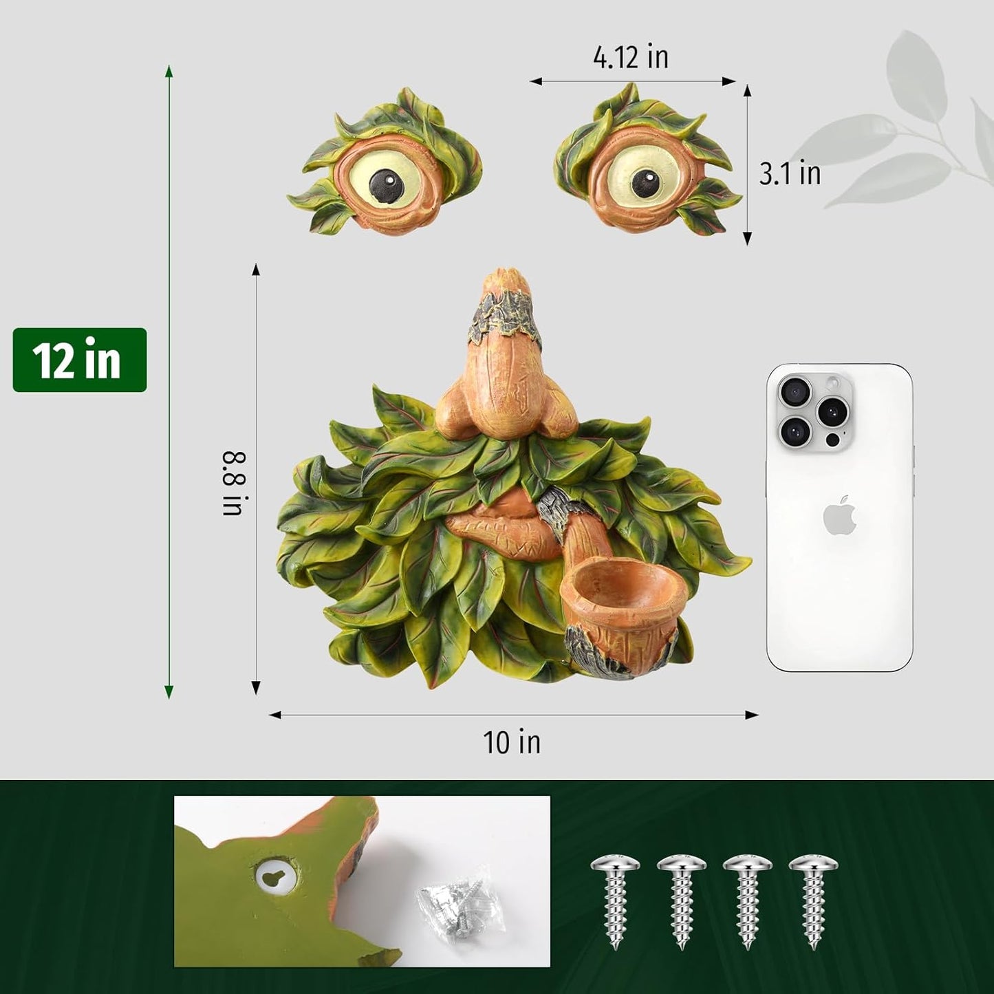 Tree Face Decor Outdoor,Whimsical Outdoor Art with Bird Feeder,Tree Hugger Bark Ghost Face Decoration Funny Yard Art,Garden Creative Decoration (12 INCH)