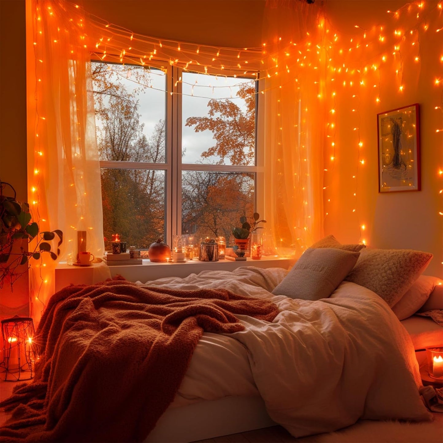 JMEXSUSS 600 LED Orange Lights for Halloween Decorations, Halloween Lights Outdoor, Orange String Fall Light Plug in for Indoor Room Tree Yard Party Magic Summerween Fall Decor