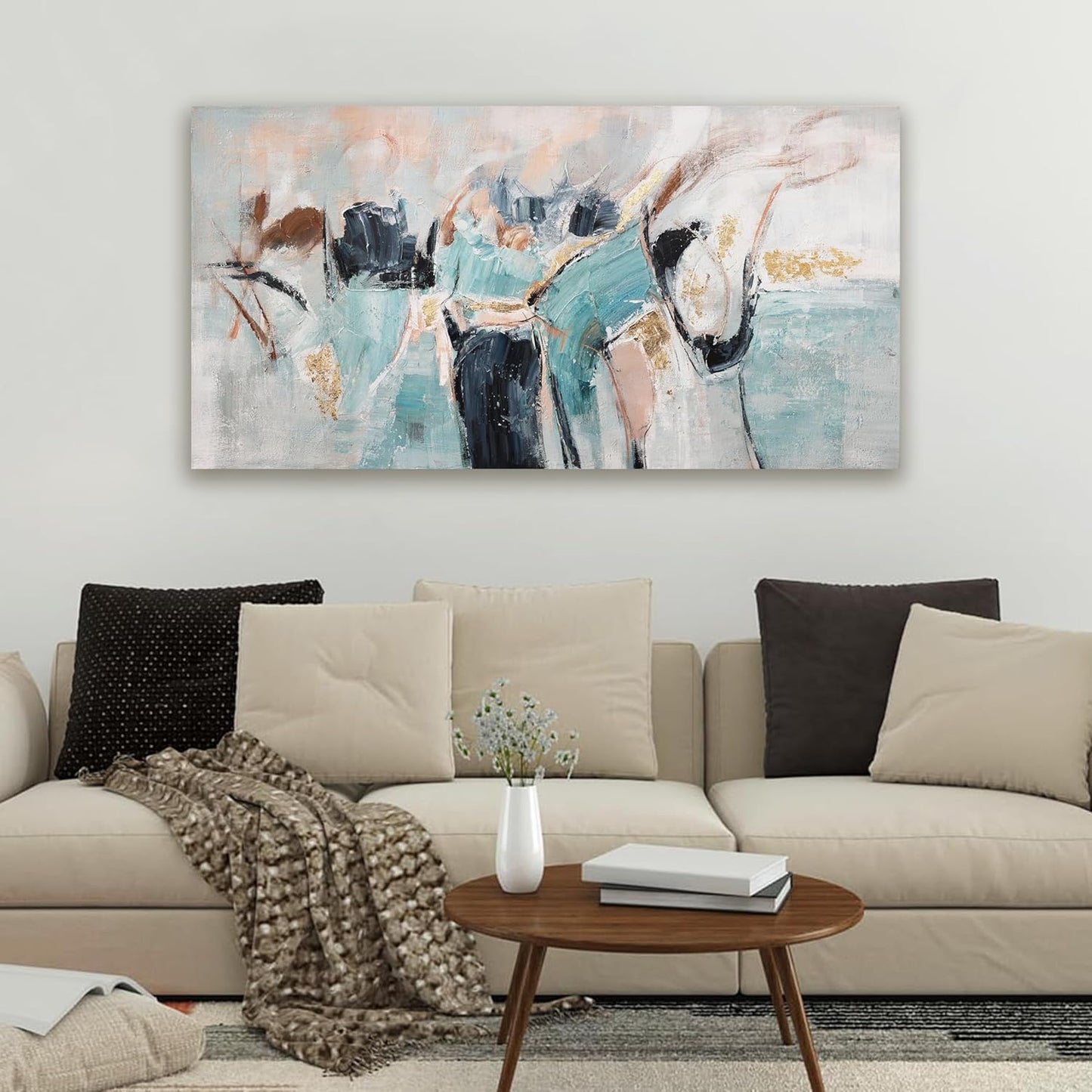 Abstract Canvas Wall Art Decor Black Modern Abstract Large Wall Art Decorations for Living Room Artwork for Walls Wall Art Prints Decor Wall Painting for Bedroom Office Wall Hanging Decor 24" X 48"